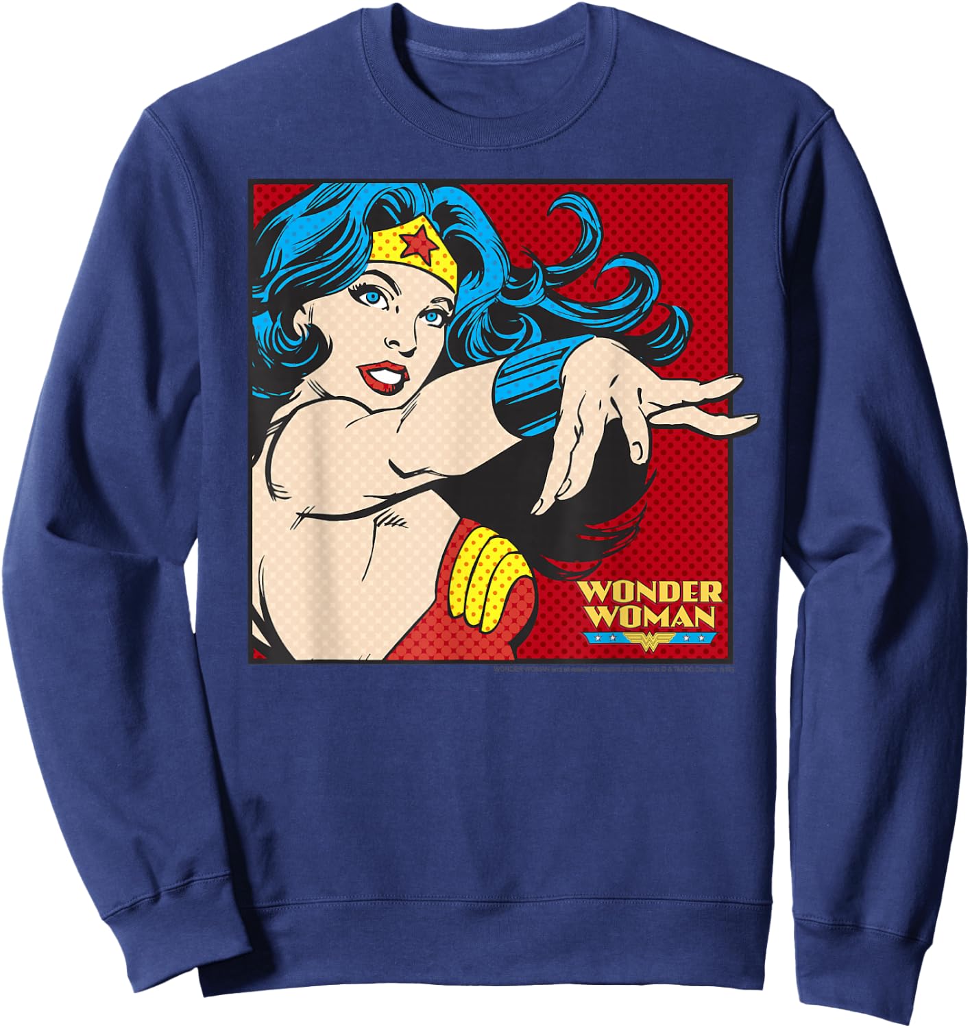 DC Comics Wonder Woman Retro Pop Art Portrait Sweatshirt - Sweatshirt | Navy