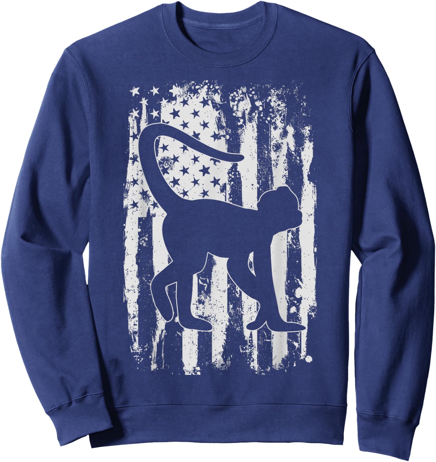 Spider Monkey American Flag Vintage Sweatshirt - Sweatshirt | Navy