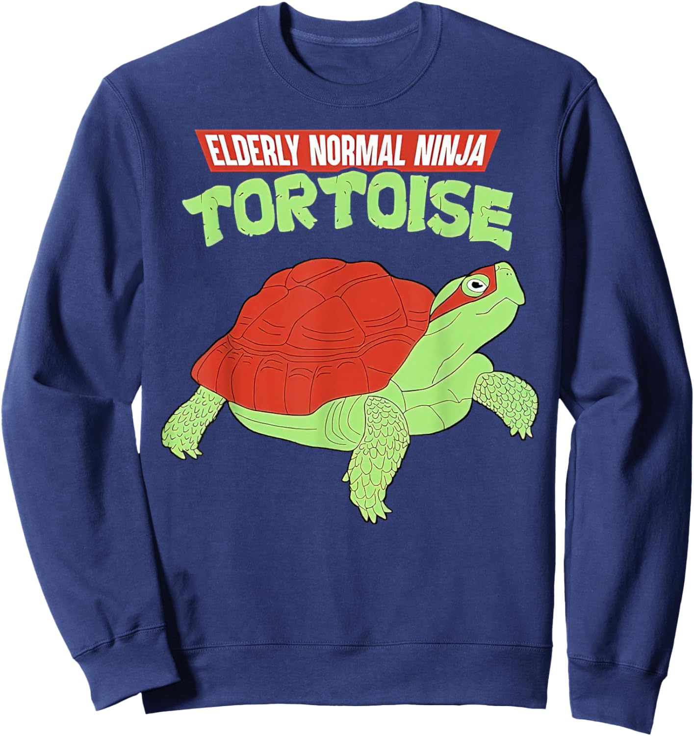 Vintage Elderly Normal Ninja Tortoise Sweatshirt - Sweatshirt | Navy