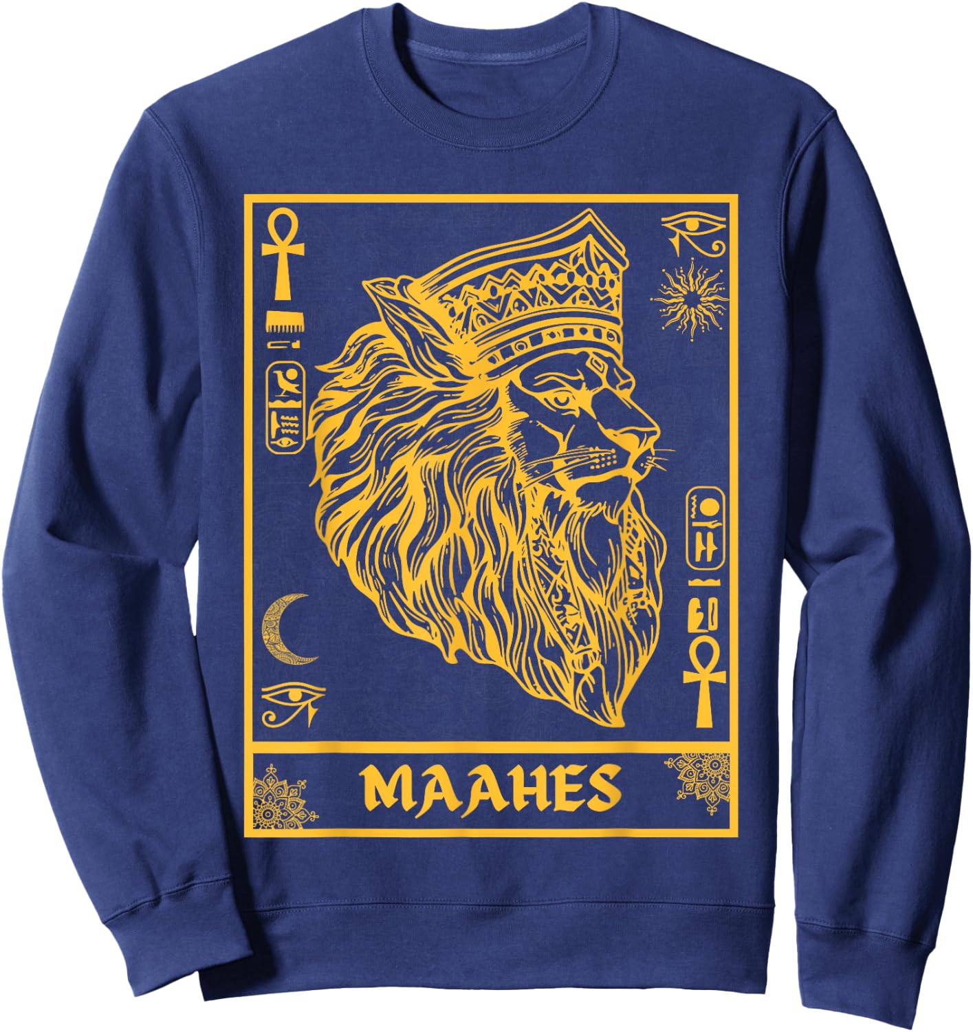 Ancient Egypt Maahes Egyptian War God Kemetic Art Sweatshirt - Sweatshirt | Navy