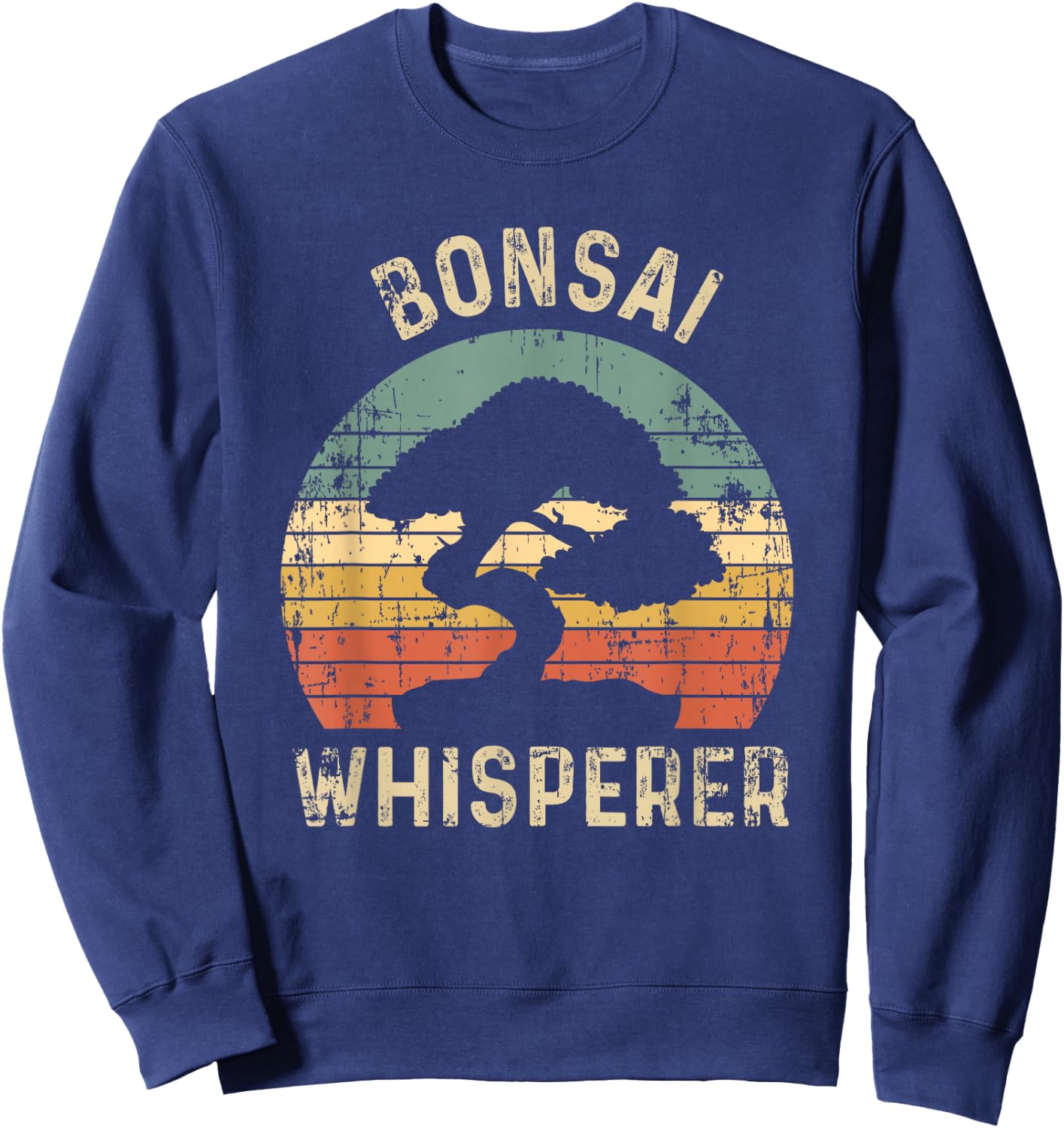 Bonsai Tree Whisperer Japanese Gardener Sunset Funny Gift Sweatshirt - Sweatshirt | Navy