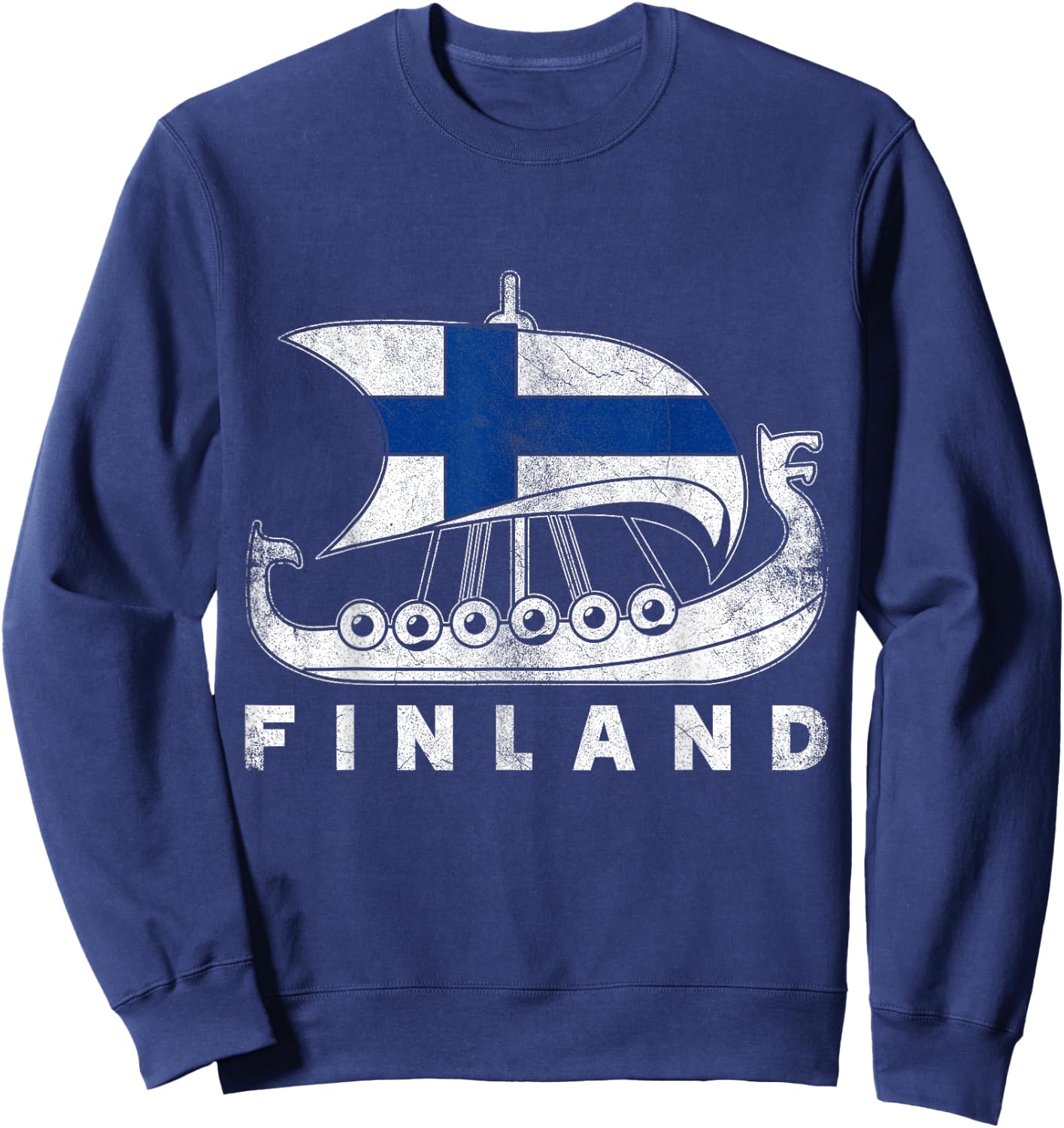Finnish & Gifts -Adults Black Cotton Viking Themed Sweatshirt - Sweatshirt | Navy