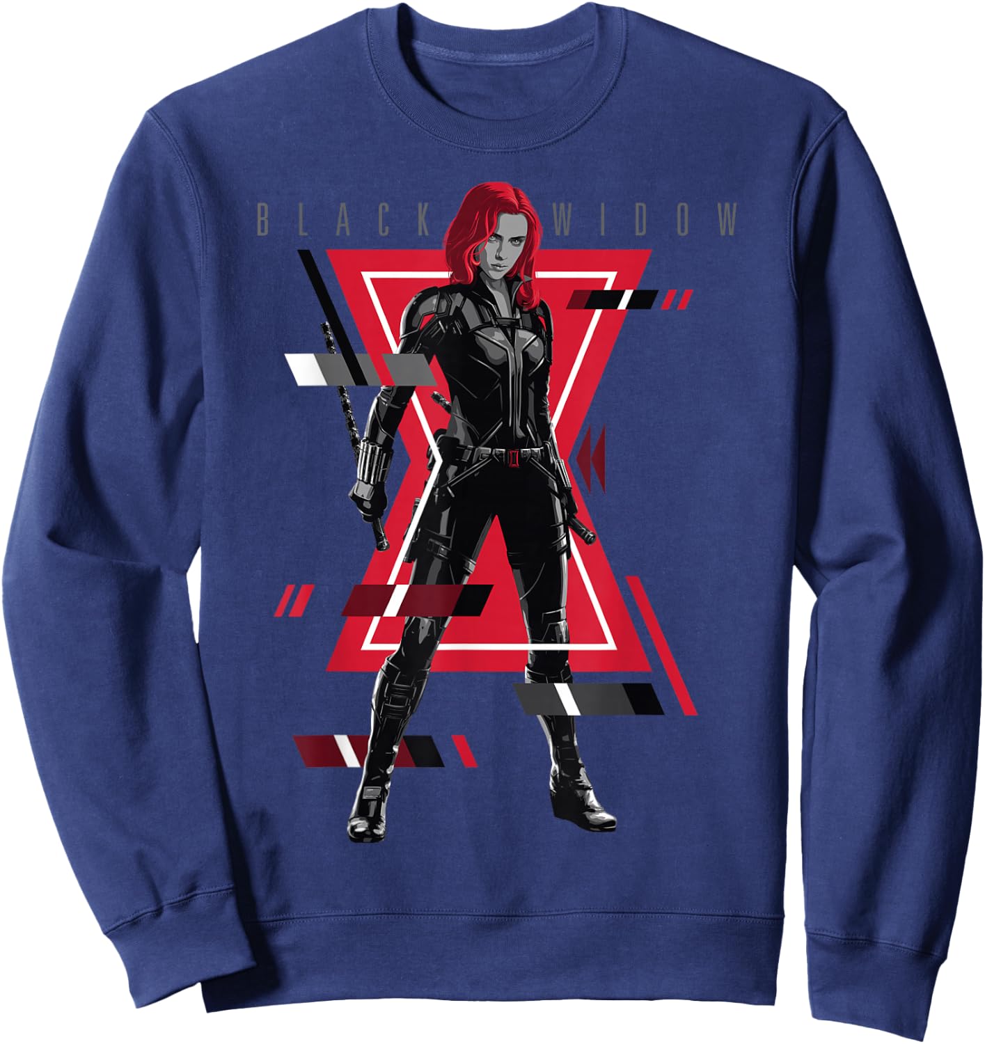 Marvel Black Widow Logo Glitch Portrait Small Sweatshirt - Sweatshirt | Navy