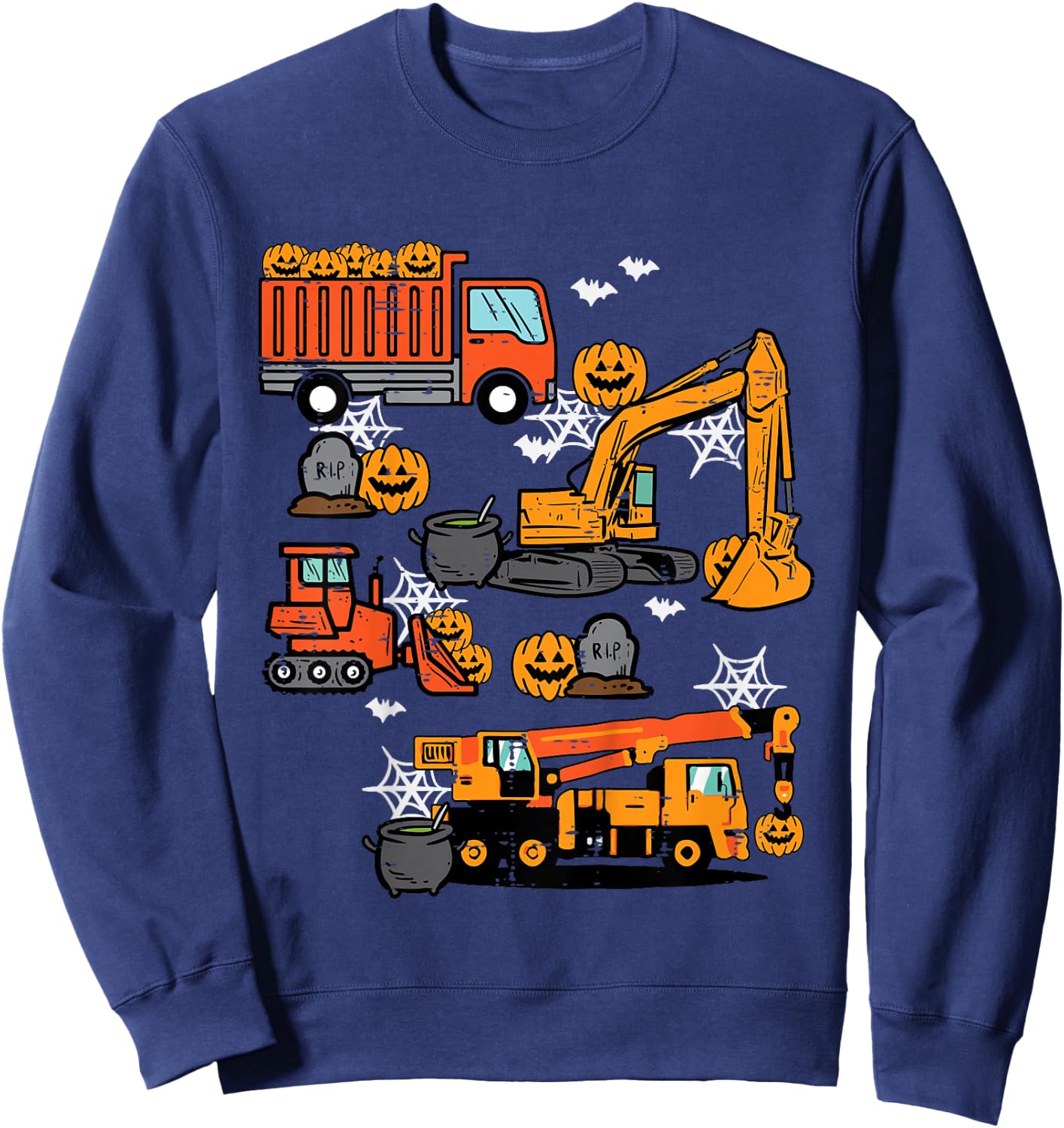 Kids Halloween Construction Trucks Costume Toddler Boys Youth Sweatshirt - Sweatshirt | Navy