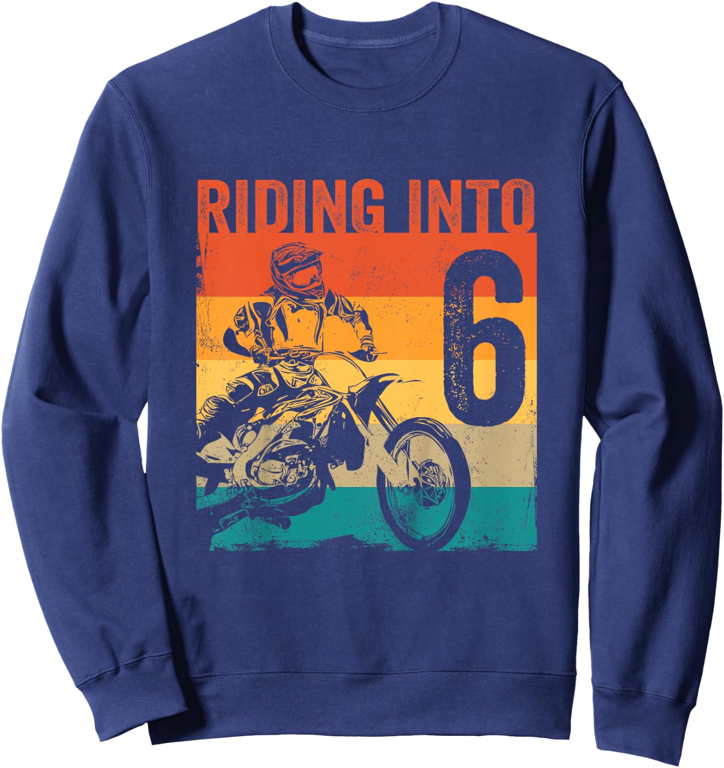 Kids Motocross 6 Years Old Dirt Bike 6th Birthday Party Sweatshirt - Sweatshirt | Navy