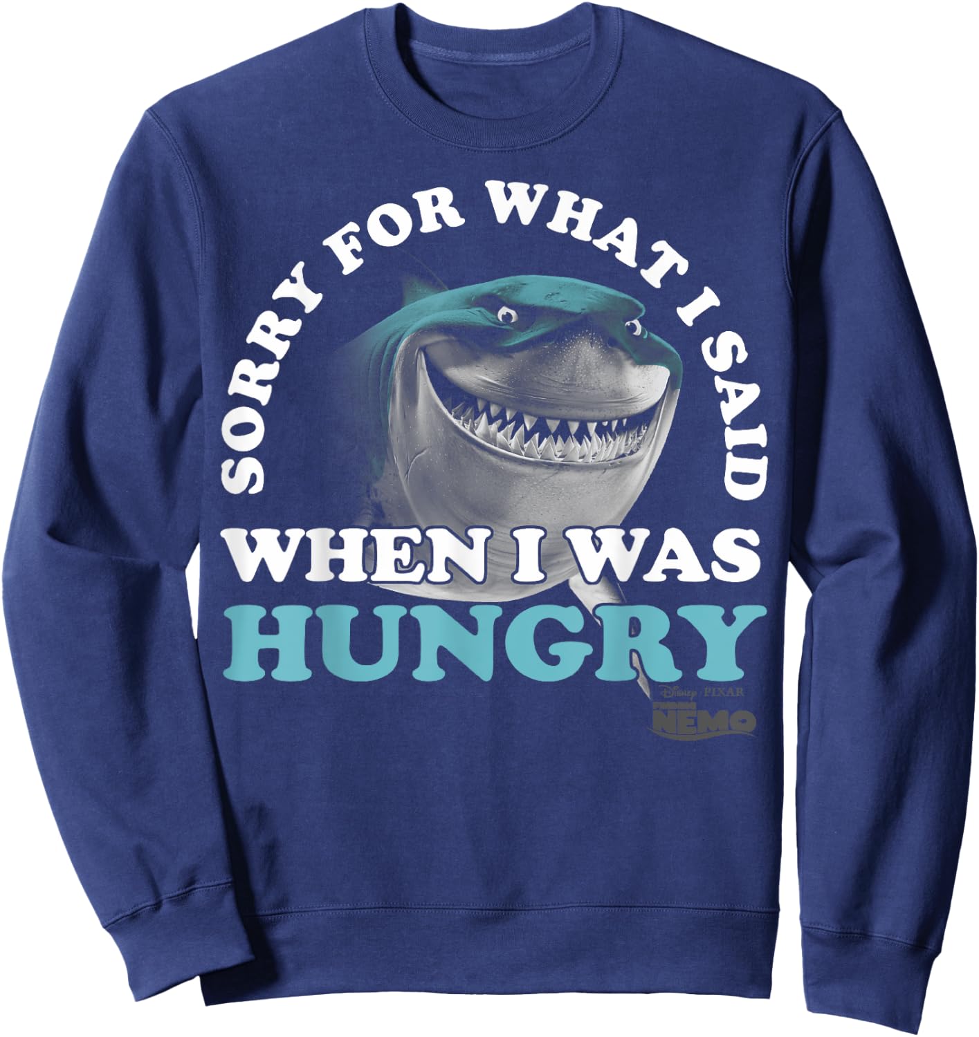 Disney Pixar Finding Nemo Bruce Sorry For What I Said Text Sweatshirt - Sweatshirt | Navy