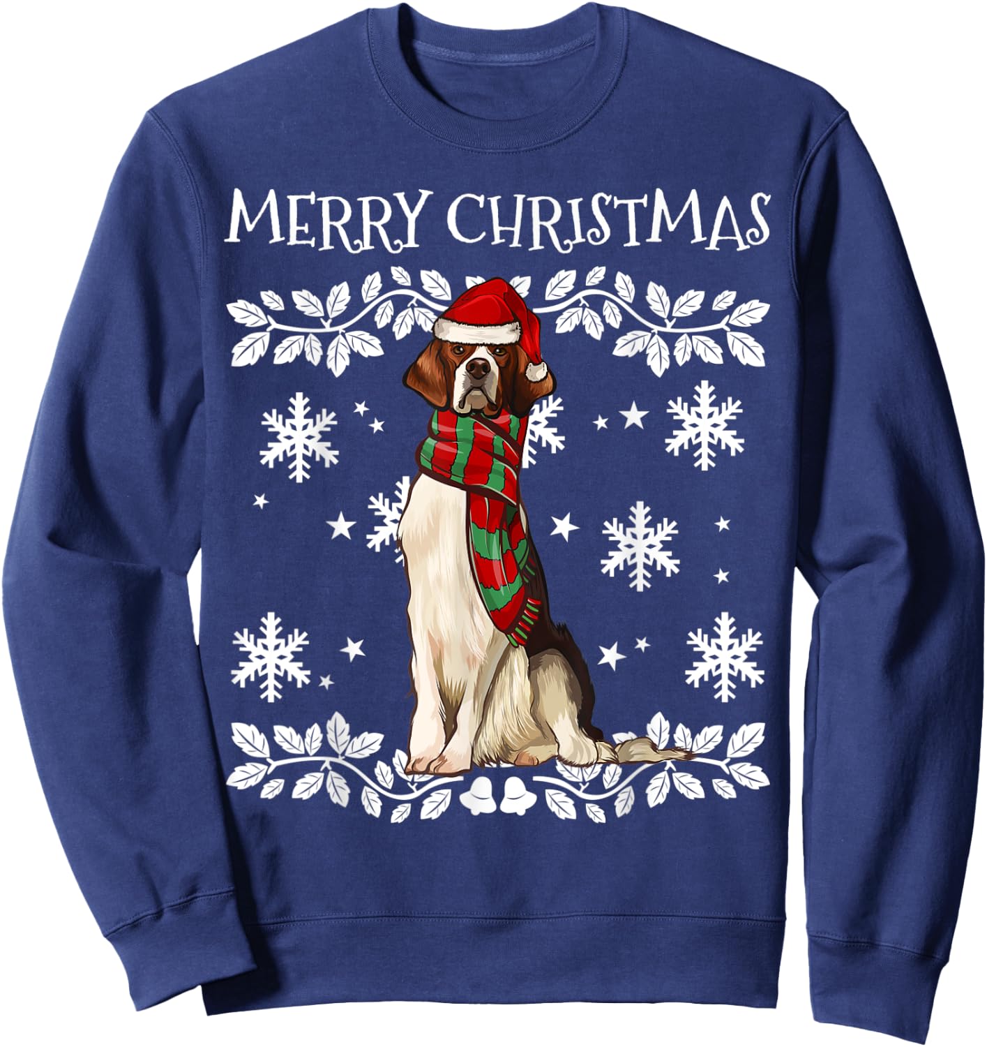 Merry Christmas Ornament Irish Red White Setter Xmas Santa Sweatshirt - Sweatshirt | Navy
