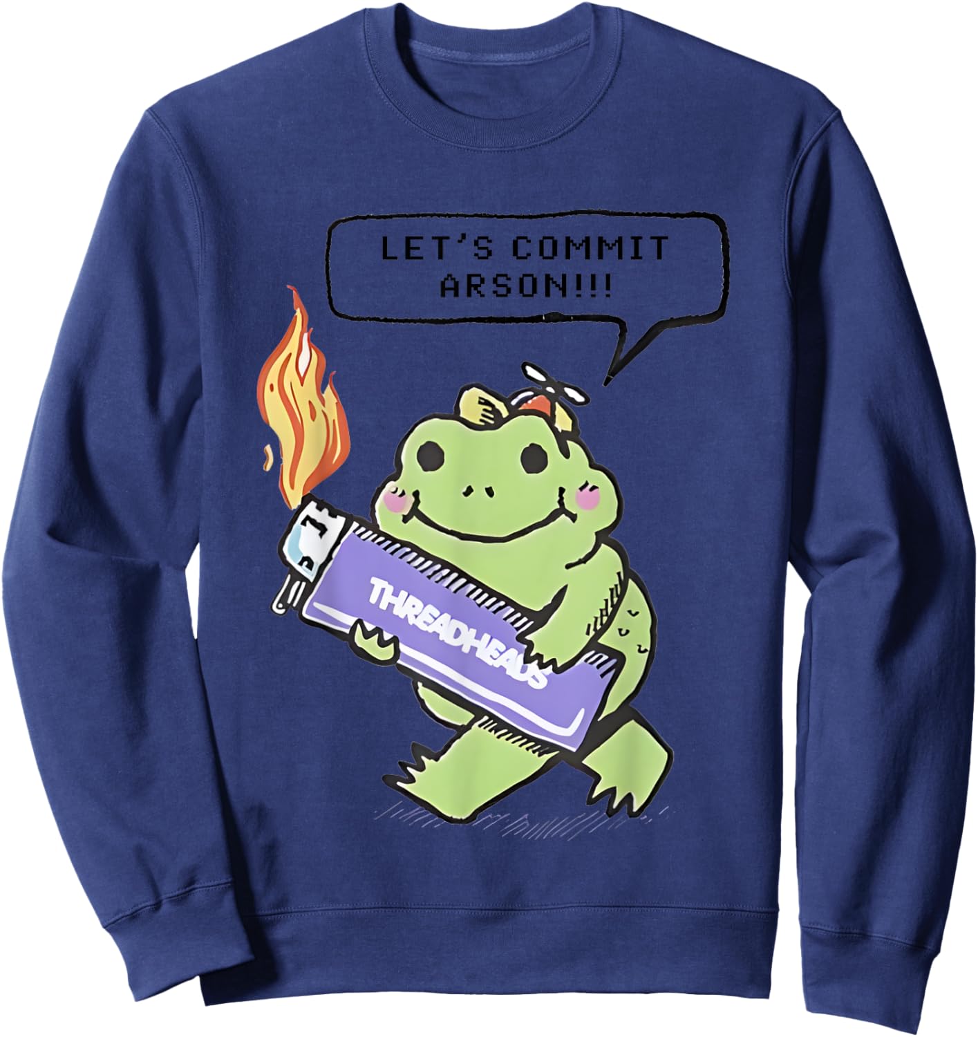 Let’s Commit Arson Frog Sweatshirt - Sweatshirt | Navy