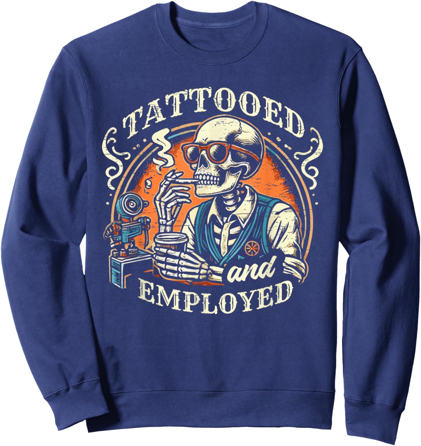 Tattooed and Employed Tatoos Skeleton Swag Sweatshirt - Sweatshirt | Navy