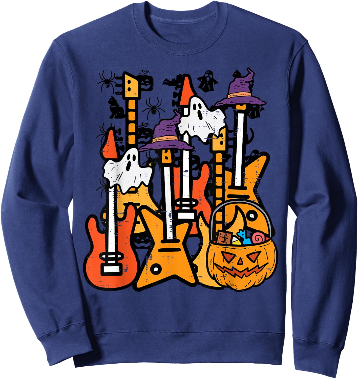 Halloween Rocker Guitars Rock Costume Men Boys Kids Youth Sweatshirt - Sweatshirt | Navy