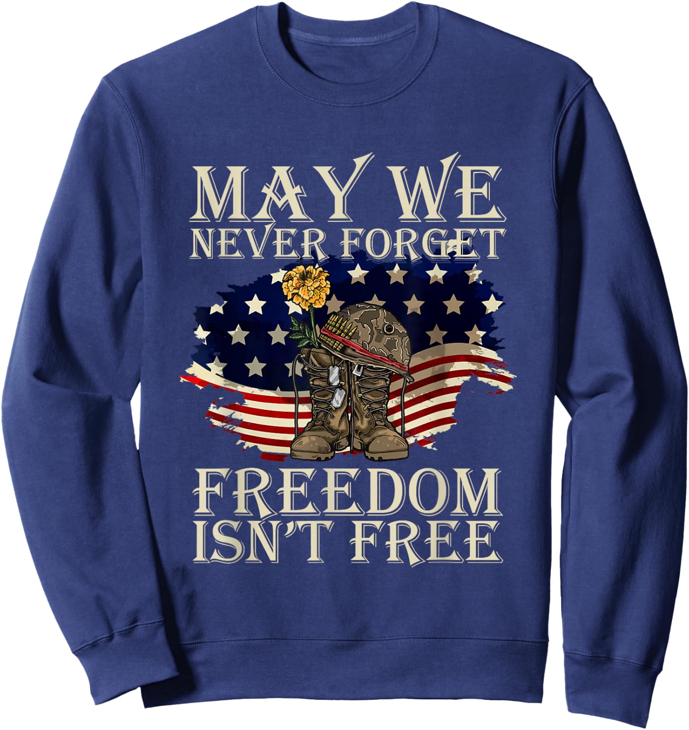 May We Never Forget Freedom Isnt Free Veterans Day Sweatshirt - Sweatshirt | Navy