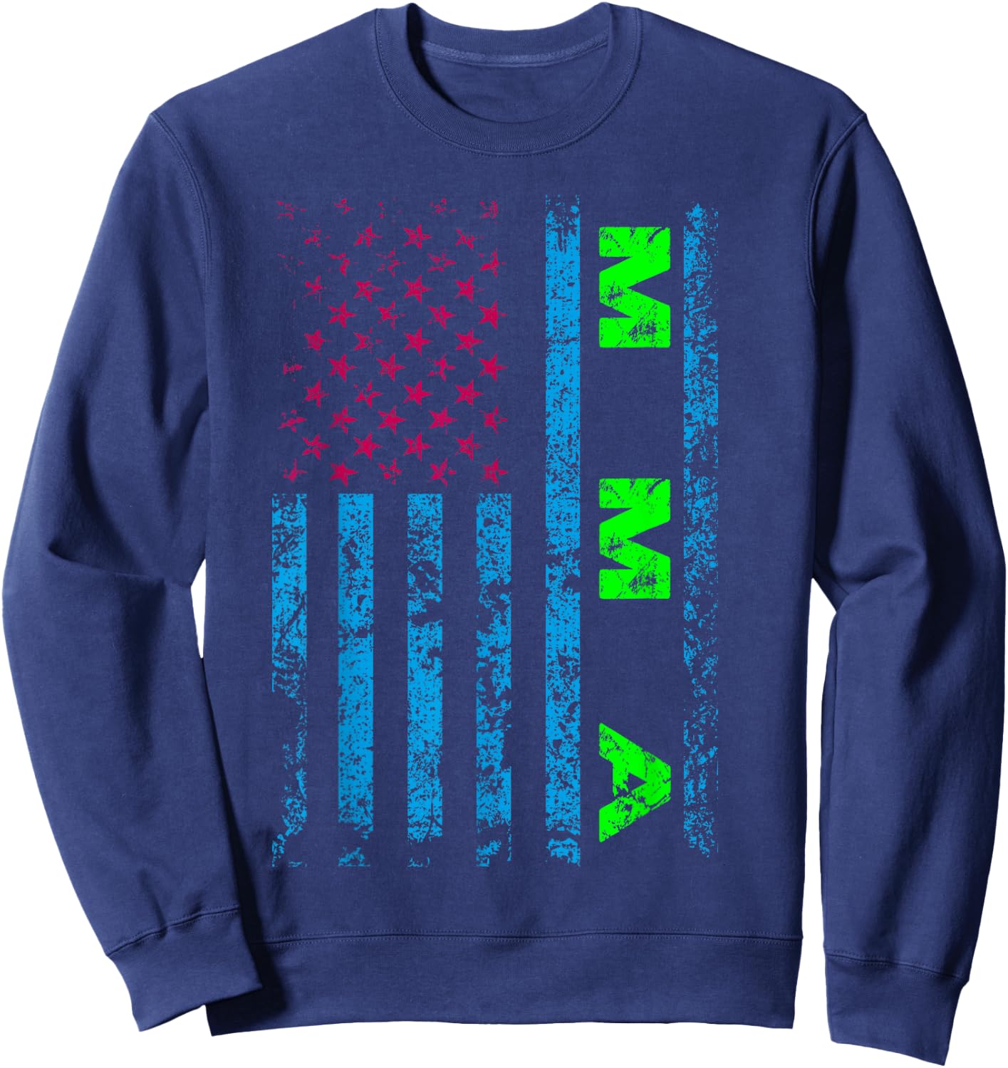 American USA Flag MMA Mixed Martial Arts Fighter Vintage Sweatshirt - Sweatshirt | Navy