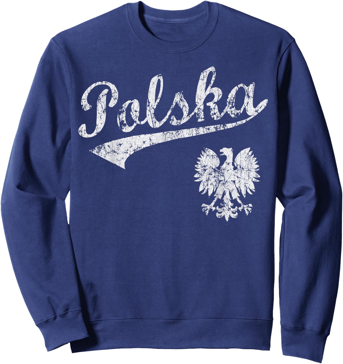 Vintage Fade Polska Polish American Poland Men Women Kids Sweatshirt - Sweatshirt | Navy