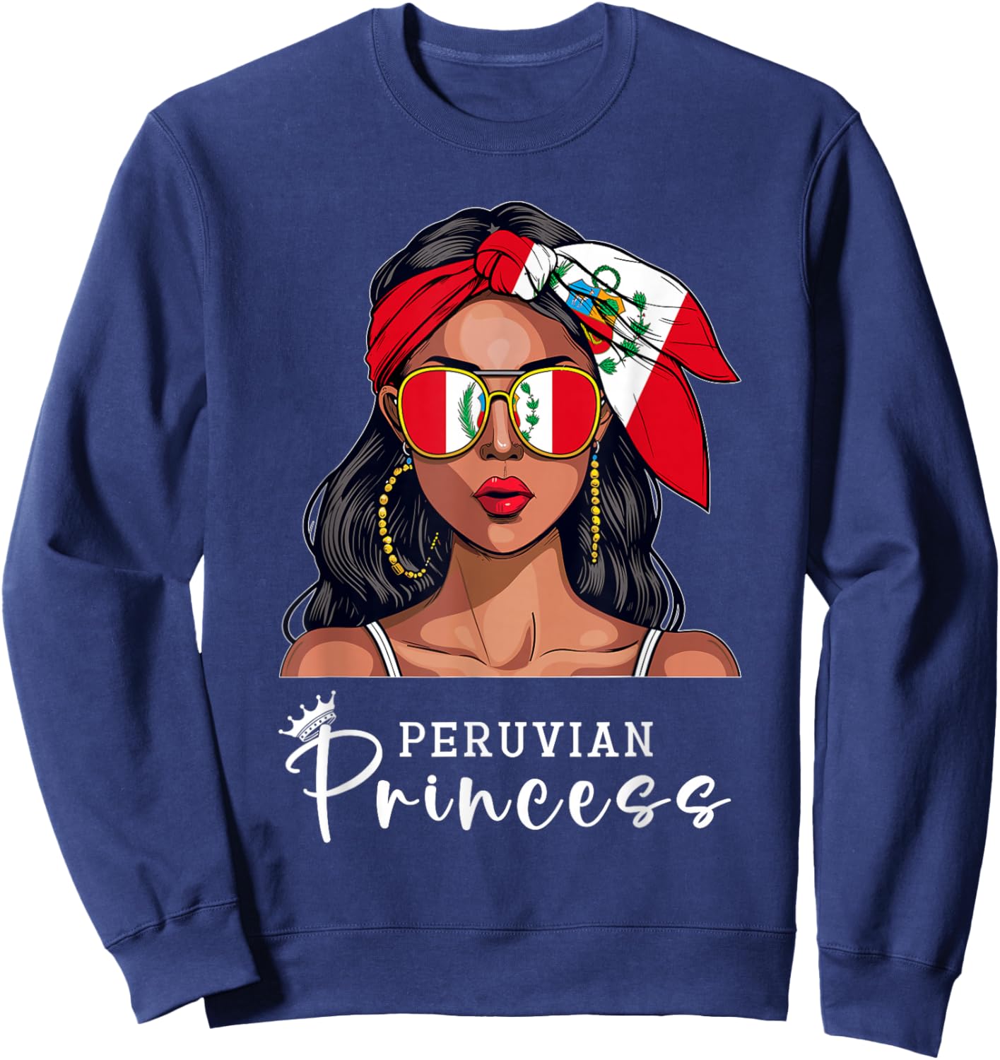 Peruvian Souvenirs Products Woman Flag Princess Peru Sweatshirt - Sweatshirt | Navy