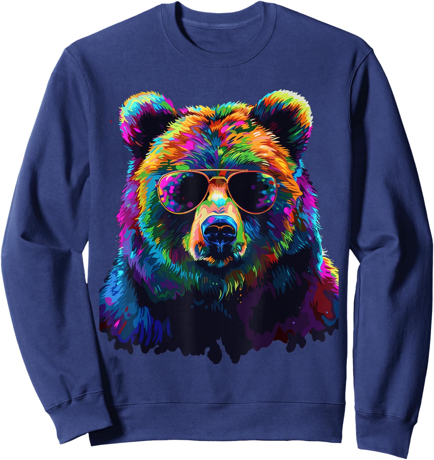 Grizzly Bear Lovers Design Pop Art Funny Grizzly Bear Sweatshirt - Sweatshirt | Navy