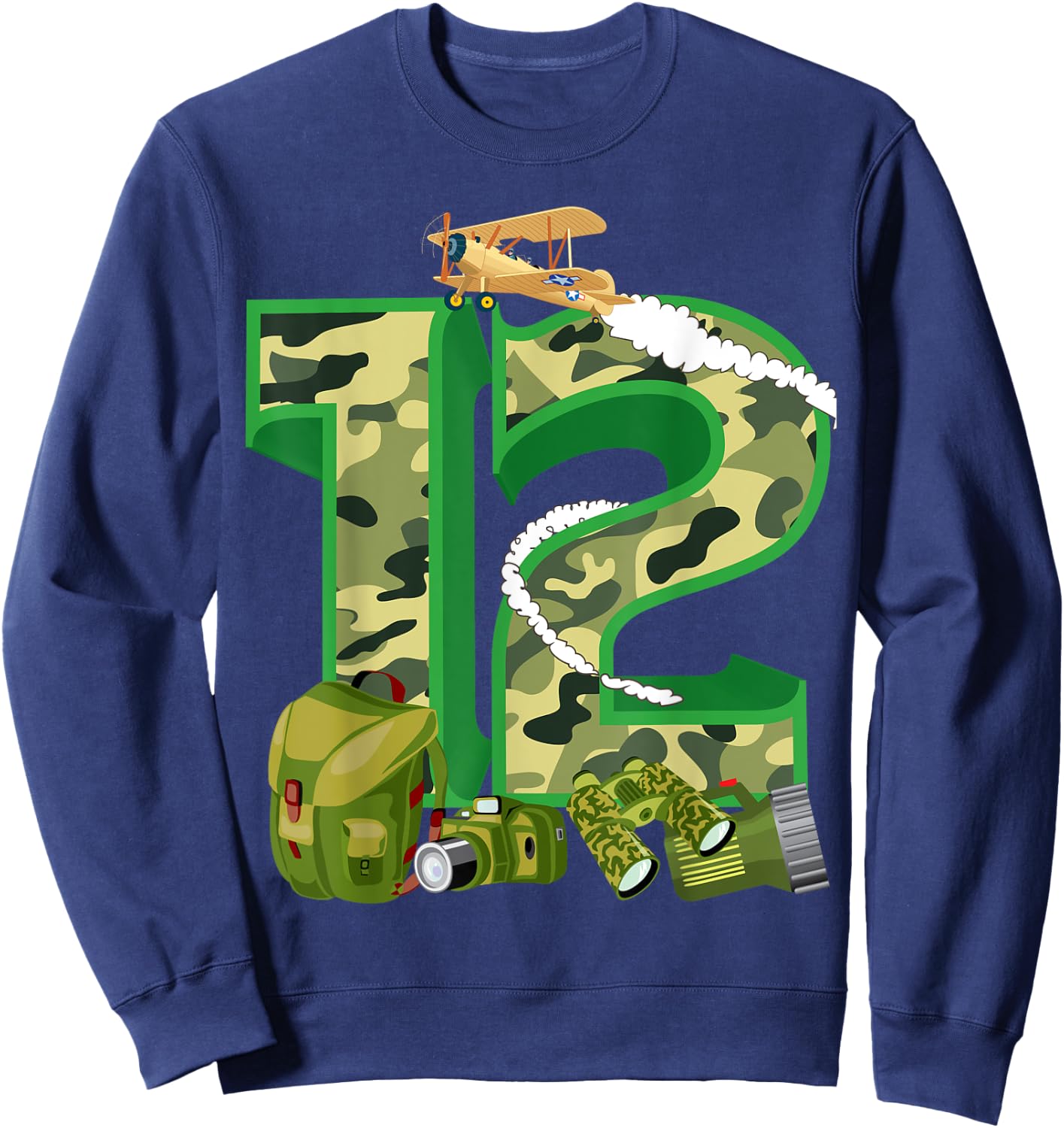 Funny Camouflage 12th Birthday Gift Boys Girls Cool Army Sweatshirt - Sweatshirt | Navy