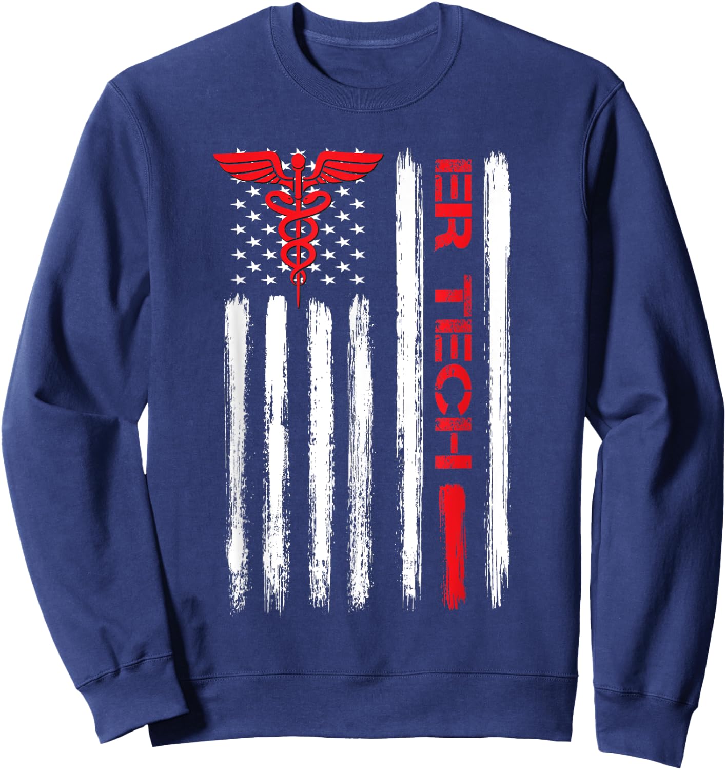 ER Tech US Flag Emergency room technologists technicians Sweatshirt - Sweatshirt | Navy