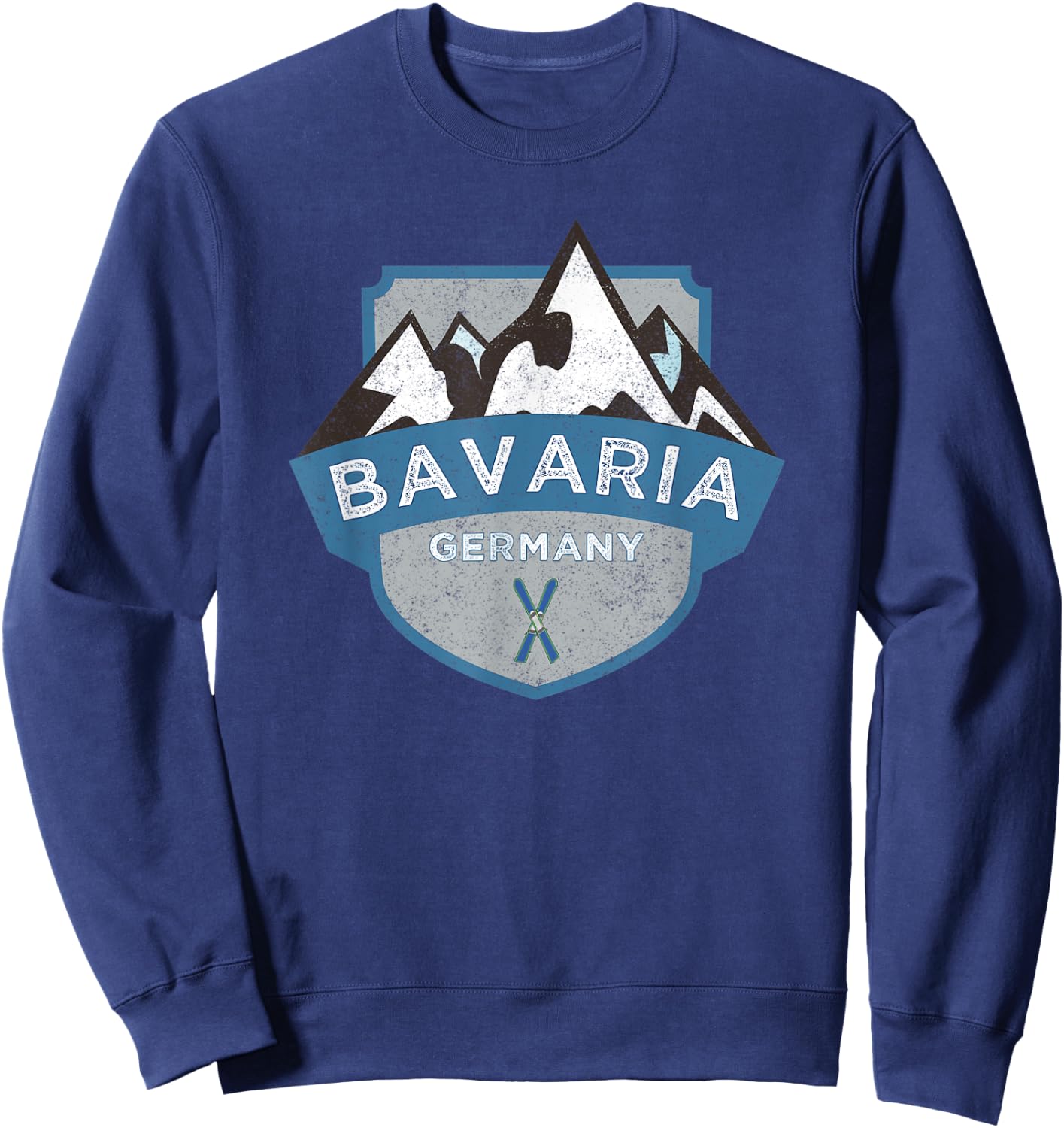 Vintage Bavaria, Germany Illustration / Retro Logo Ski Sweatshirt - Sweatshirt | Navy