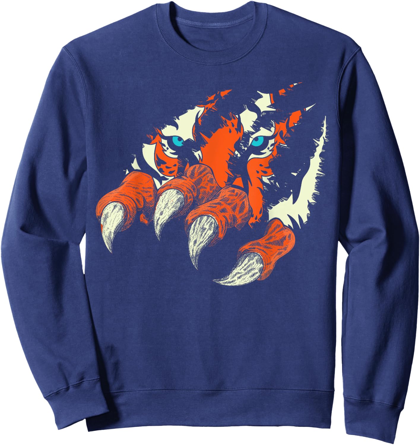 Wildlife Animal Predator Wild Cat Claws Tiger Eyes Tiger Sweatshirt - Sweatshirt | Navy