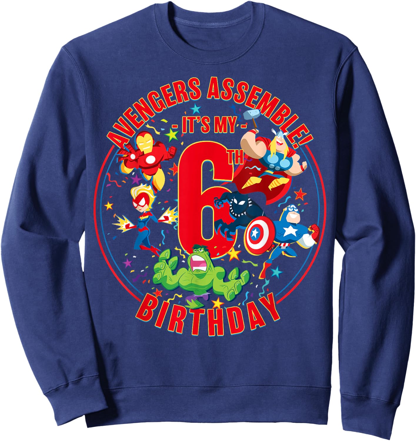 Marvel Avengers Assemble It's My 6th Birthday Small Sweatshirt - Sweatshirt | Navy