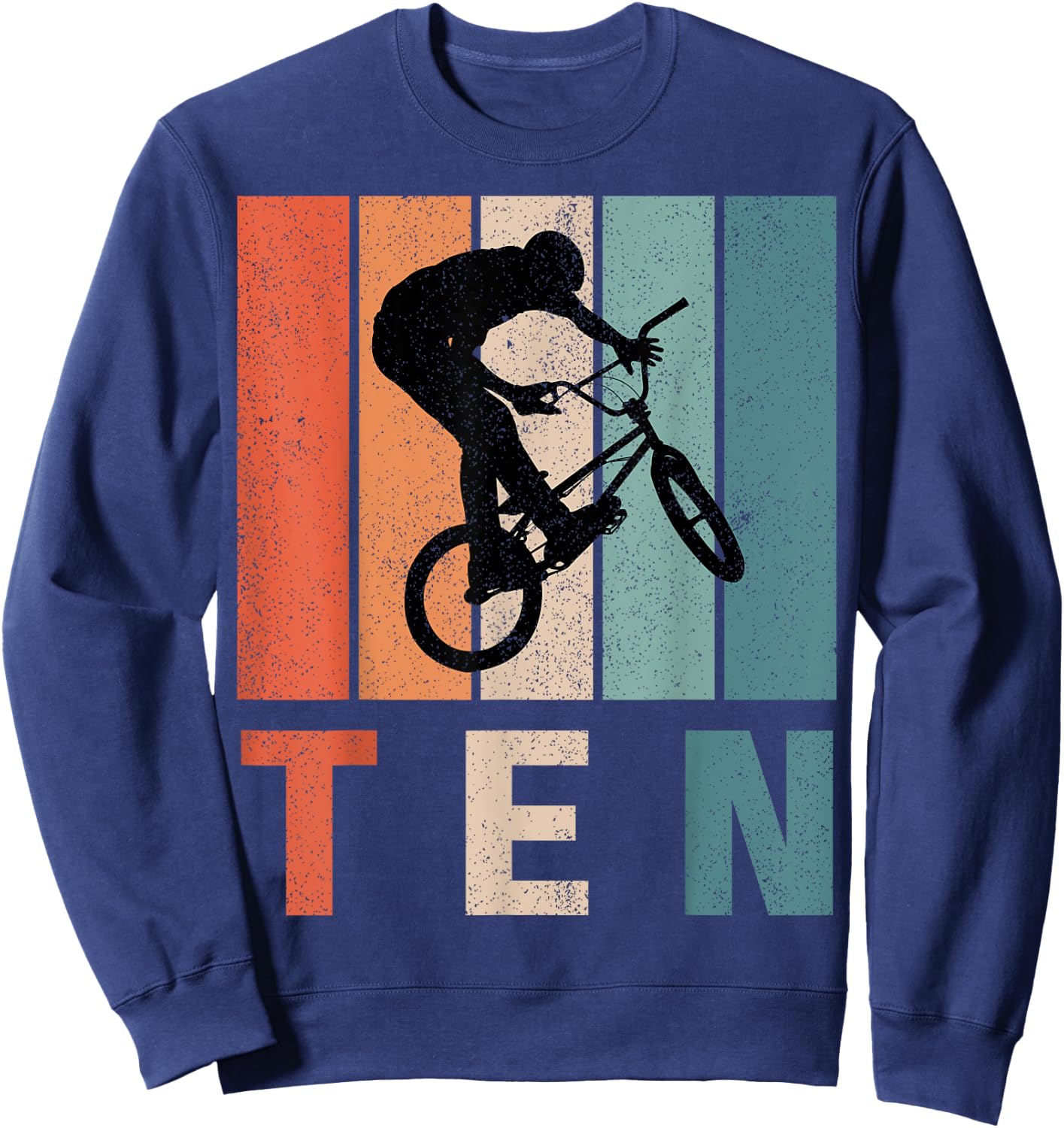 10th Birthday Retro BMX Bicycle Bike Boys Kids 10 Years Old Sweatshirt - Sweatshirt | Navy