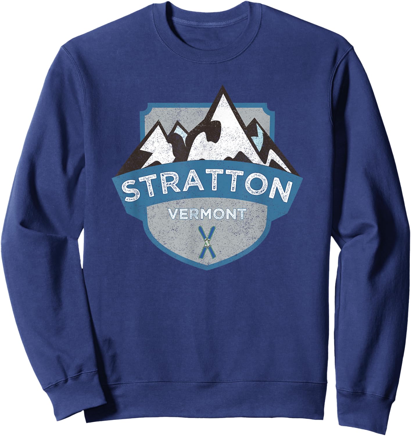 Vintage Stratton, Vermont Illustration / Retro Logo Ski Sweatshirt - Sweatshirt | Navy