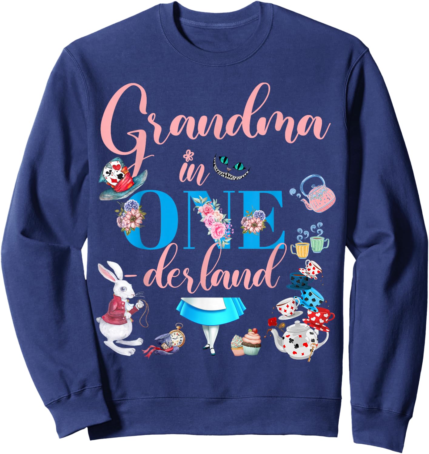Alice in ONEderland Family Grandma Of The Birthday Girl Sweatshirt - Sweatshirt | Navy