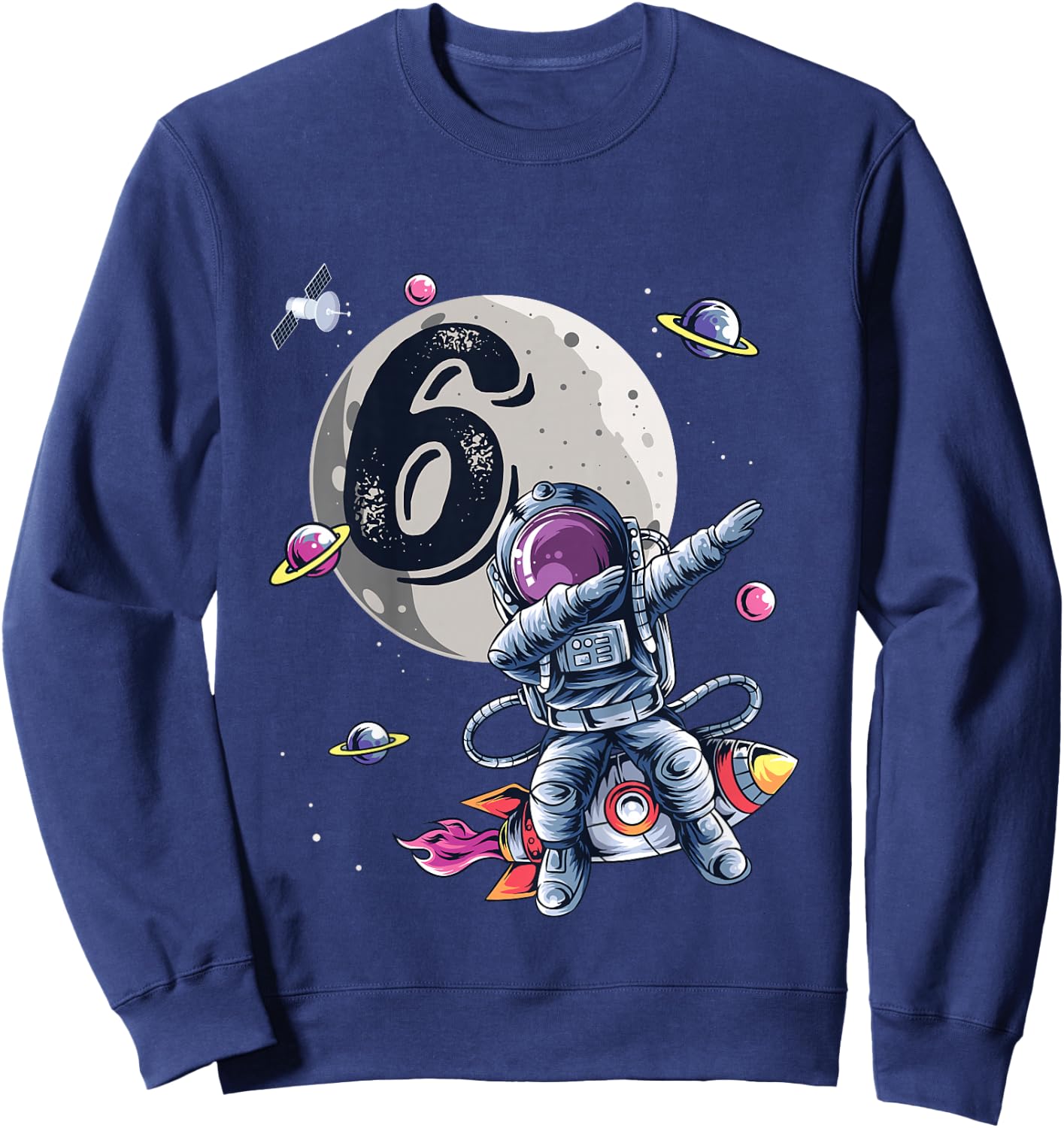 Kids 6 Years Old Birthday Boy Astronaut Gifts Space 6th B-Day Sweatshirt - Sweatshirt | Navy