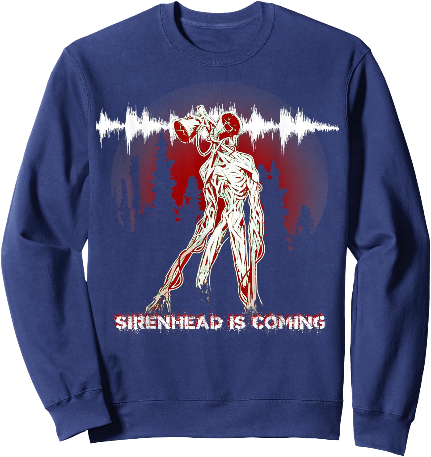 Creepy Creature Siren Head Creepypasta Horror Halloween Meme Sweatshirt - Sweatshirt | Navy
