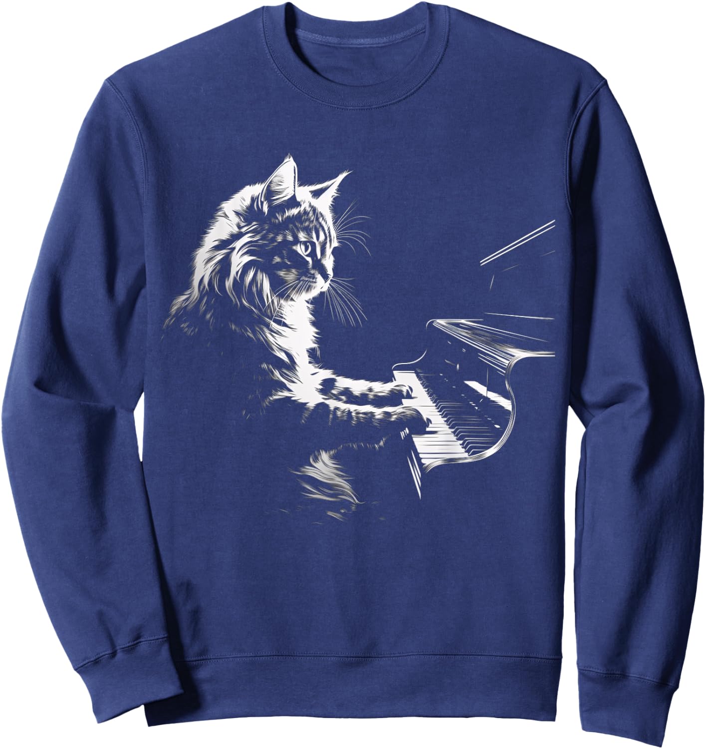Cat Playing Piano Vintage Jazz Musician Pianist Sweatshirt - Sweatshirt | Navy