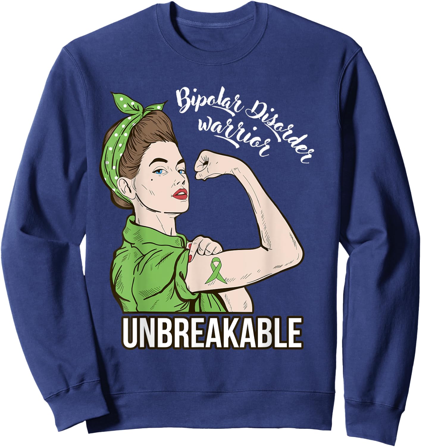 Bipolar Disorder Awareness Warrior Unbreakable Her Support Sweatshirt - Sweatshirt | Navy