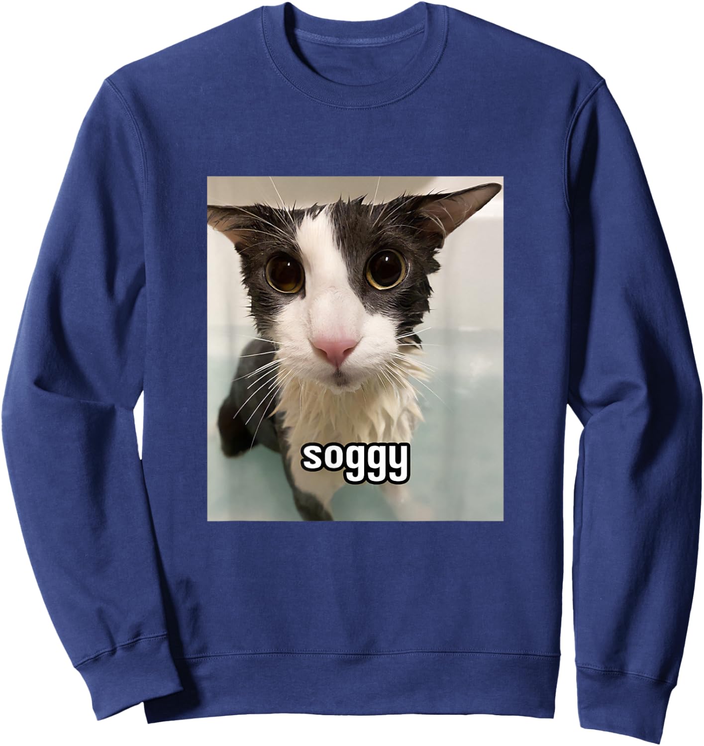 Silly Soggy Cat Meme Sweatshirt - Sweatshirt | Navy