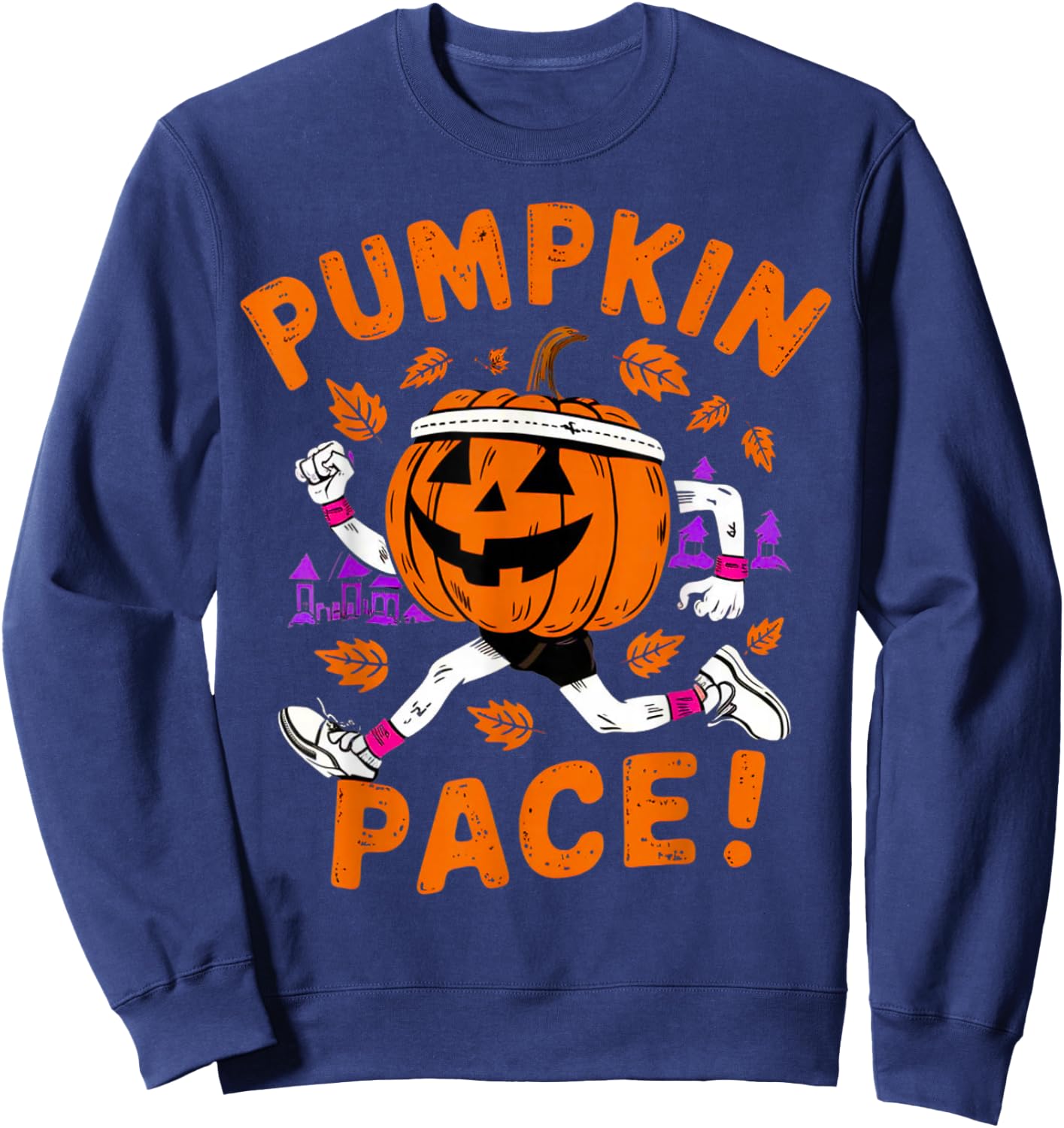Funny Runner Costume Halloween Pumpkin Running Marathon Team Sweatshirt - Sweatshirt | Navy