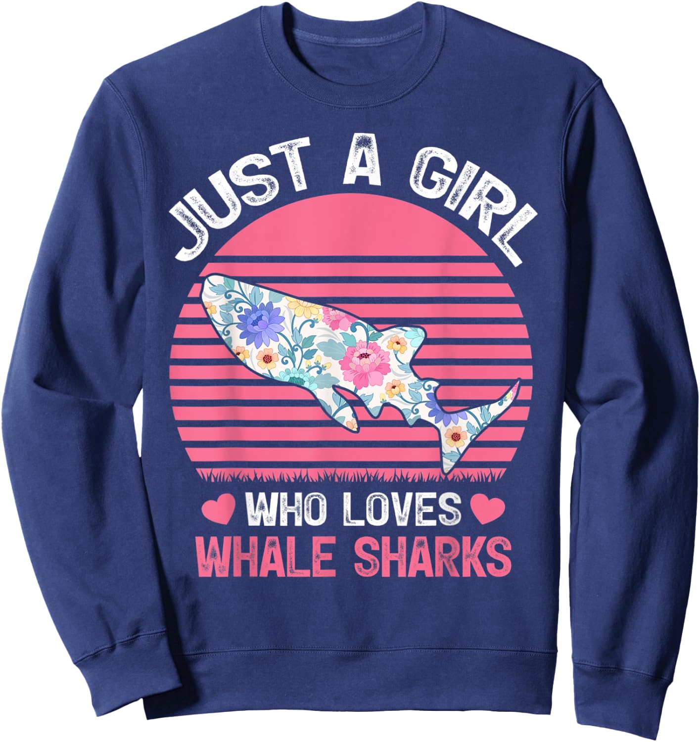 Vintage Whale Shark Lover Just A Girl Who Loves Whale Sharks Sweatshirt - Sweatshirt | Navy