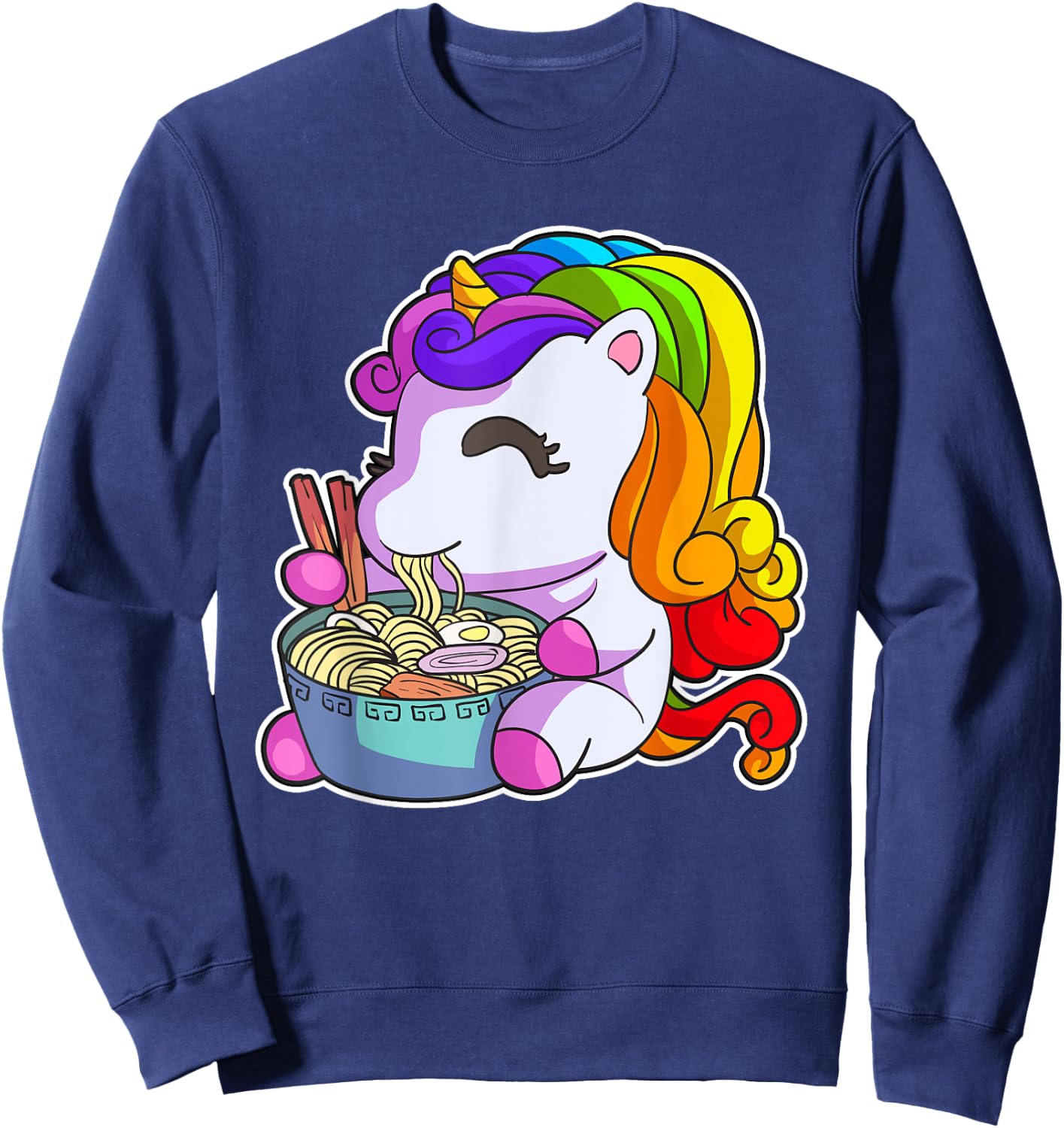 Kawaii Ramen Shirt Women Ramen Noodles Gift Unicorn Girls Sweatshirt - Sweatshirt | Navy