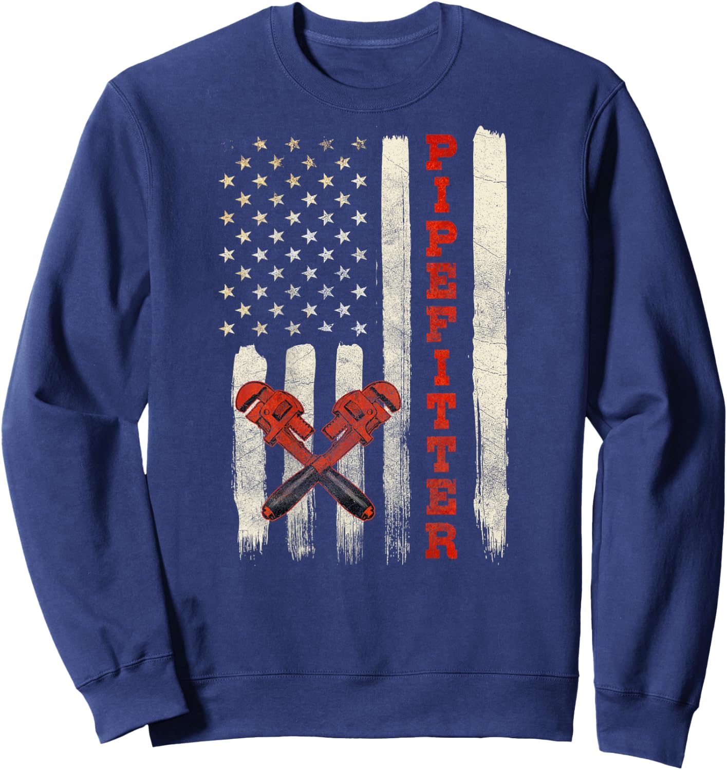Pipefitter Gifts Funny Plumber Image On Back Of Shirt Sweatshirt - Sweatshirt | Navy