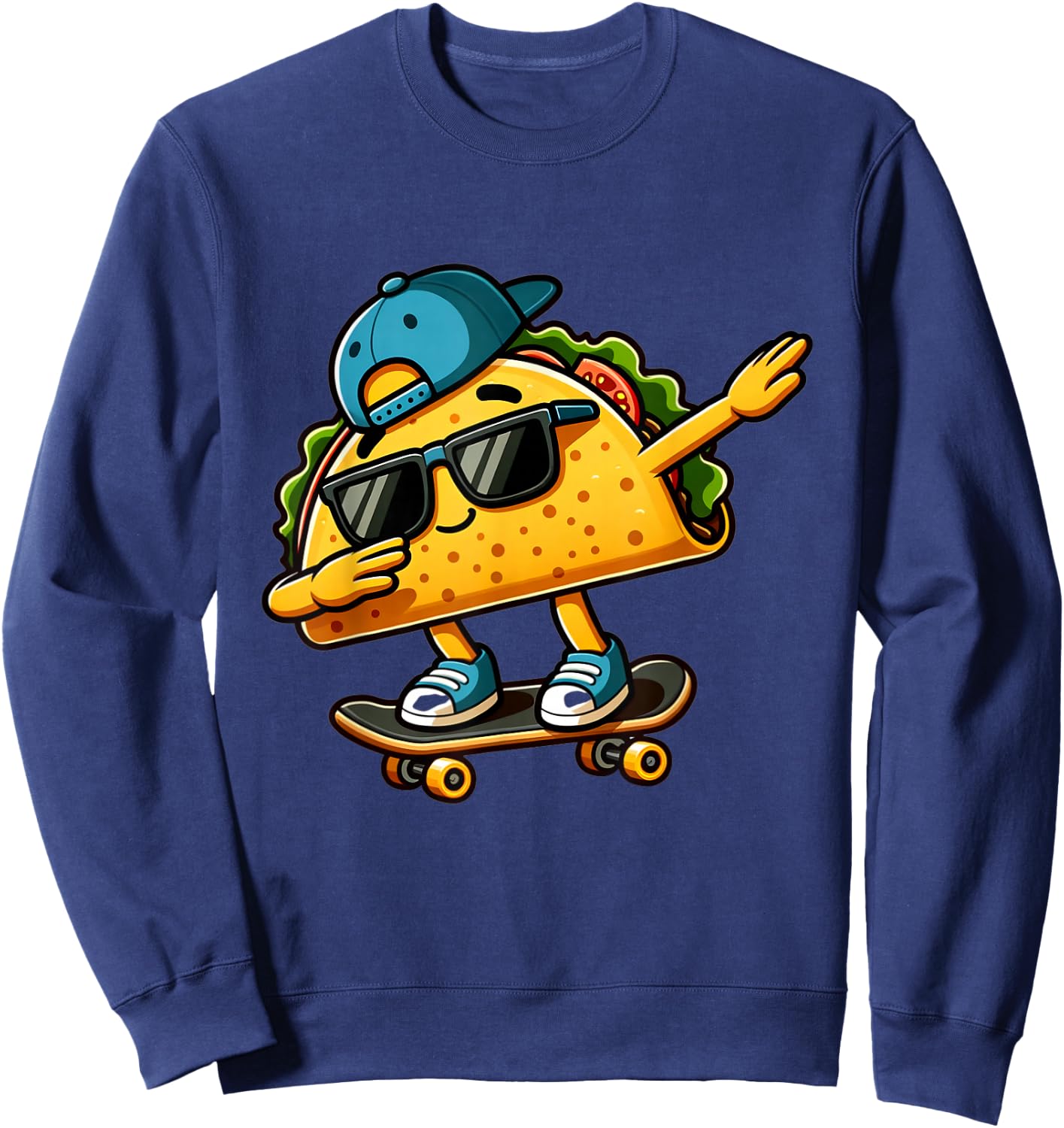 Dabbing Taco Skater Fun Sweatshirt - Sweatshirt | Navy