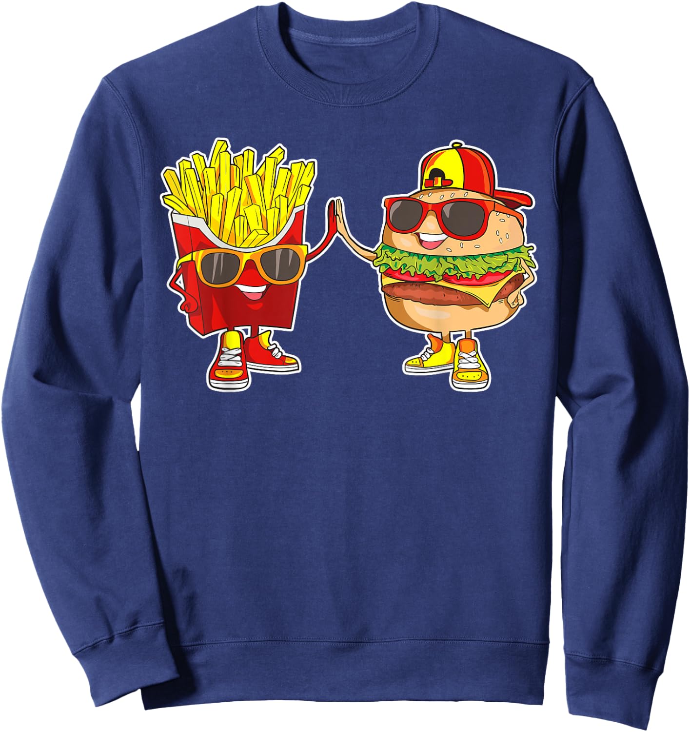 Burger and Fries Trendy Weird BFF Fast Food Who Love Summer Sweatshirt - Sweatshirt | Navy