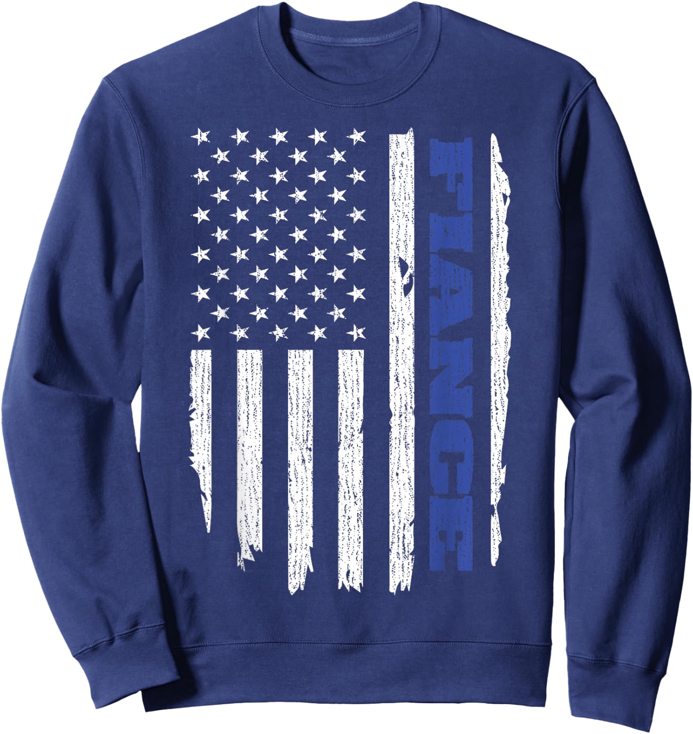 Police Fiance American Flag USA Thin Blue Women Men Sweatshirt - Sweatshirt | Navy