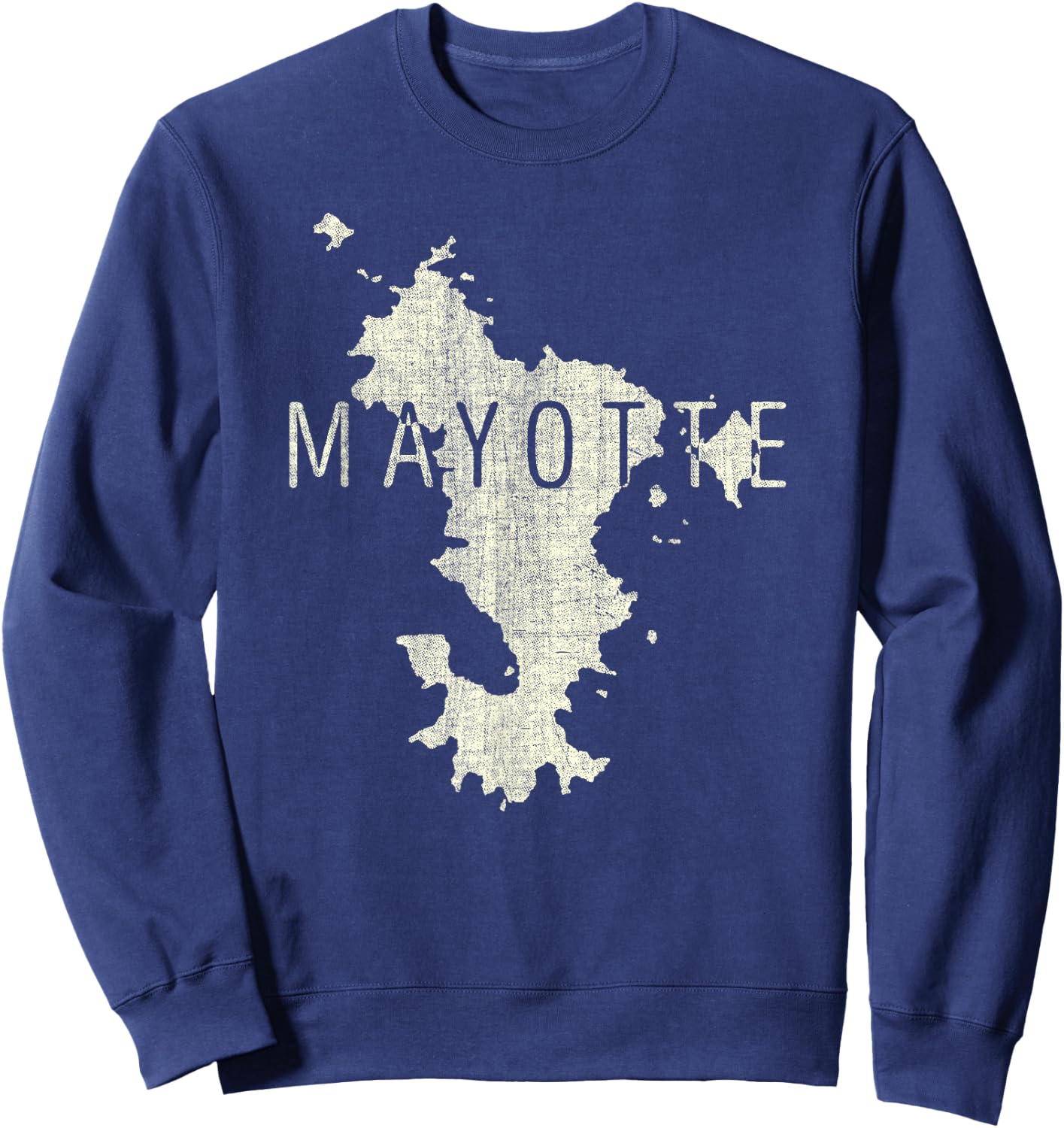 Mayotte Map Word Art - Distressed French Island Souvenir Sweatshirt - Sweatshirt | Navy