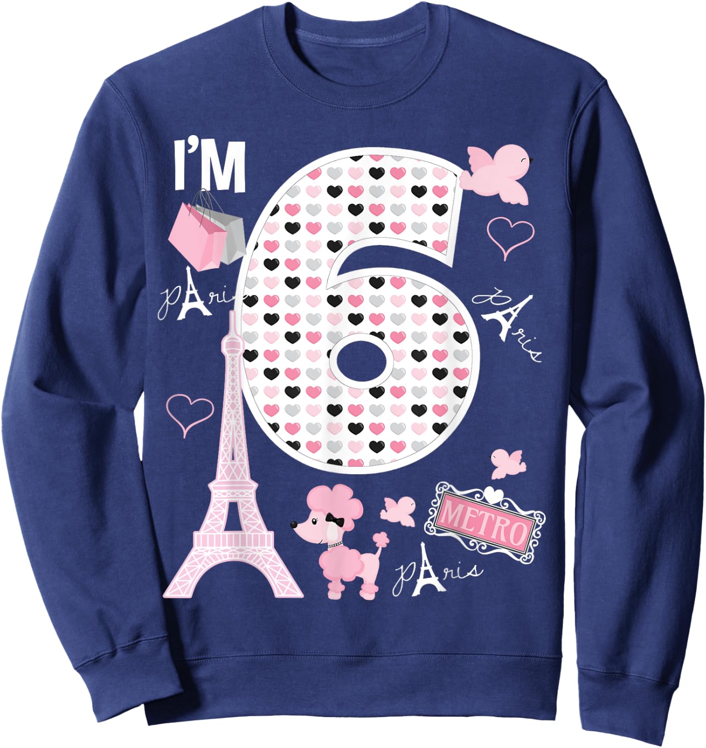 Paris 6th Birthday Girl Paris 6 Year Old Matching Family Sweatshirt - Sweatshirt | Navy