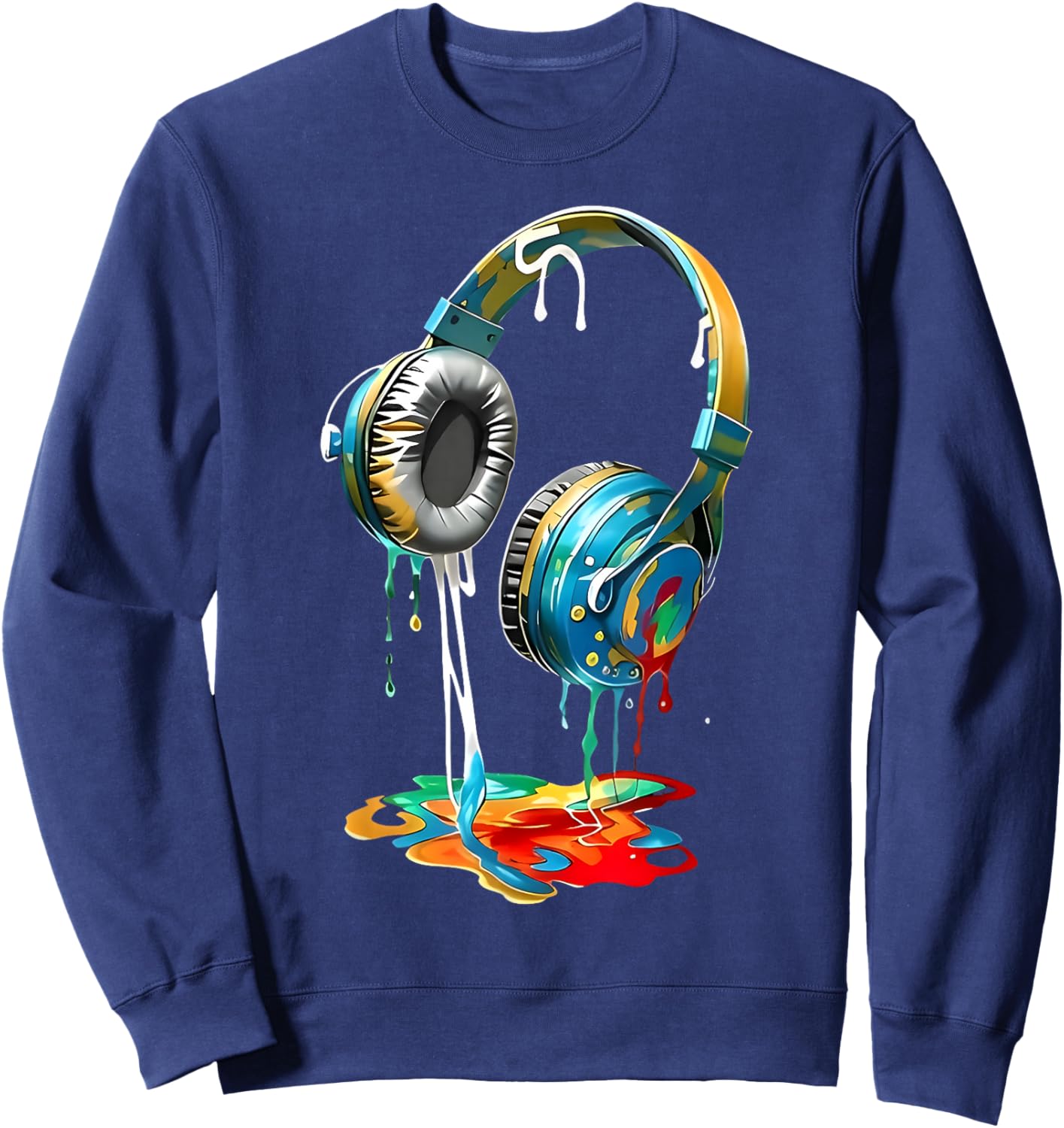 Colorful Headphones Music Lover Gifts Musican Music DJs Sweatshirt - Sweatshirt | Navy