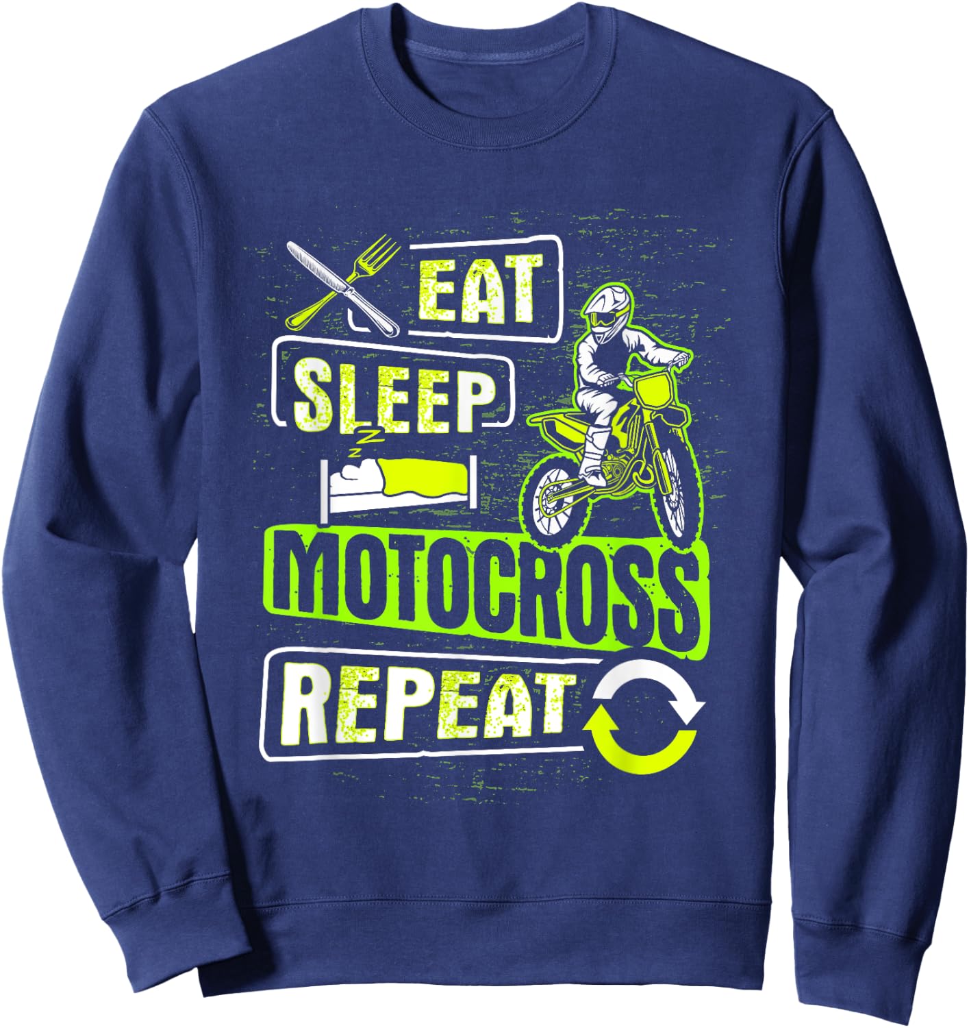 Eat Sleep Motocross Repeat Dirt Bike Motorcycle Biker Gift Sweatshirt - Sweatshirt | Navy
