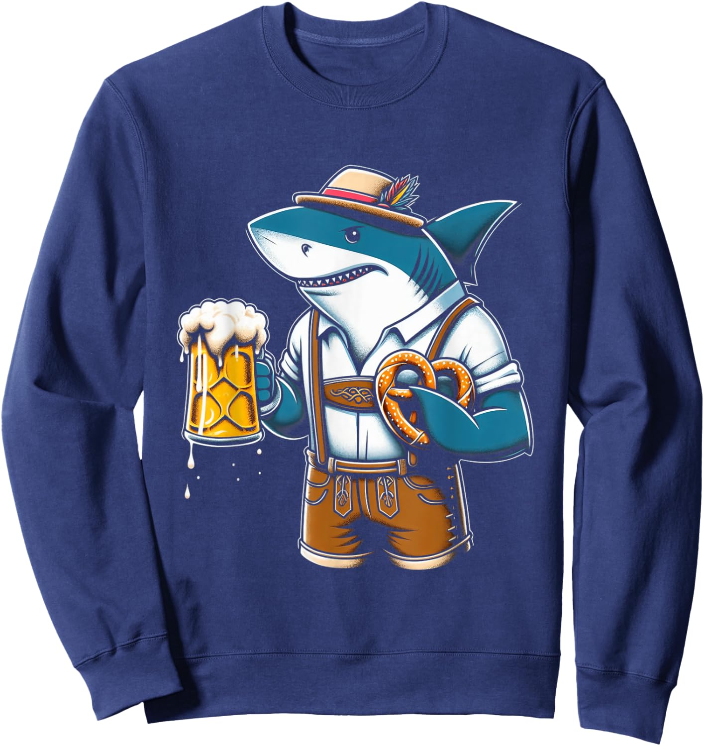 German Oktoberfest Shark Funny Bavarian Men Women Sweatshirt - Sweatshirt | Navy