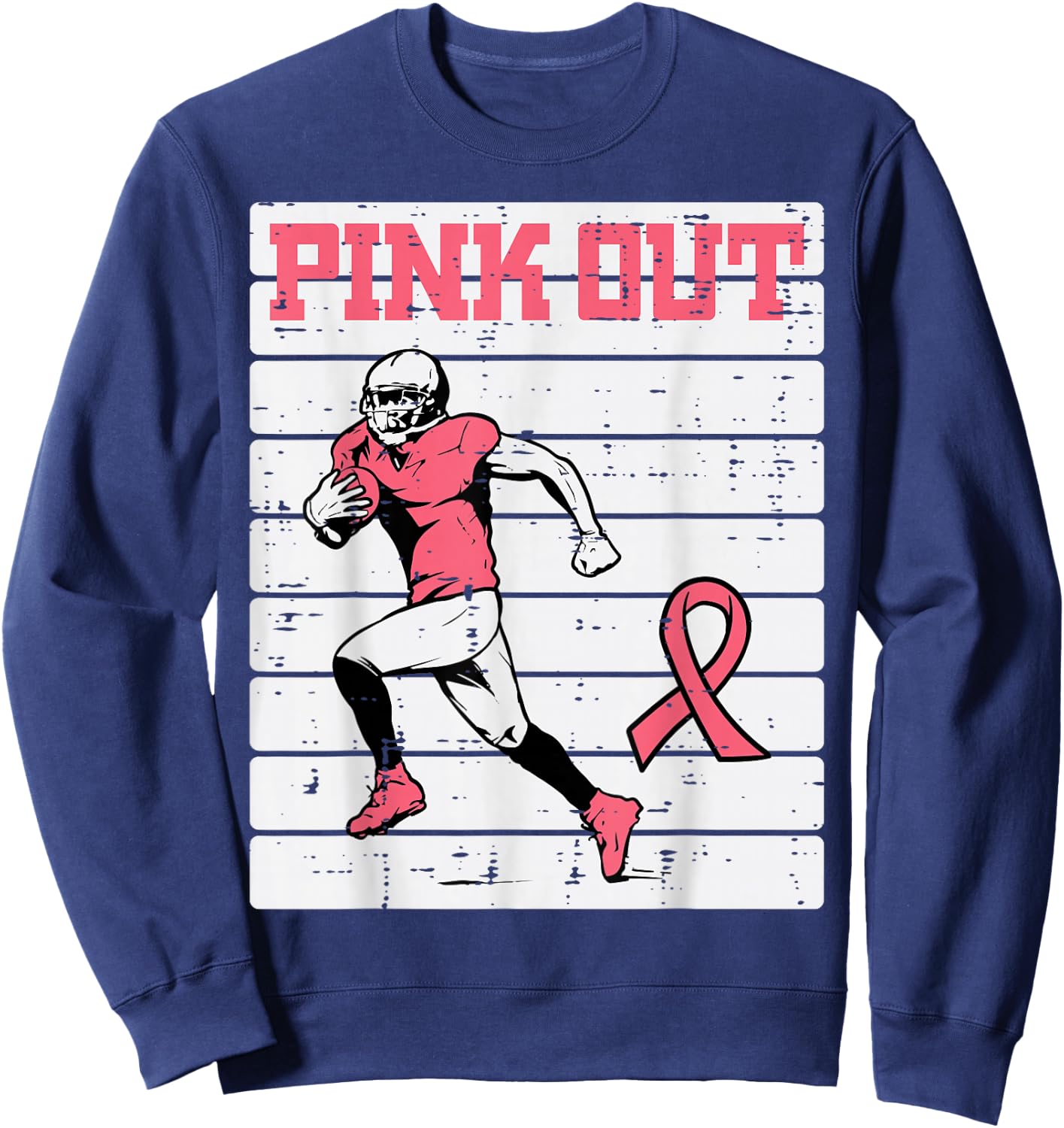 Breast Cancer Football Player Pink Out Awareness Men Boy Kid Sweatshirt - Sweatshirt | Navy