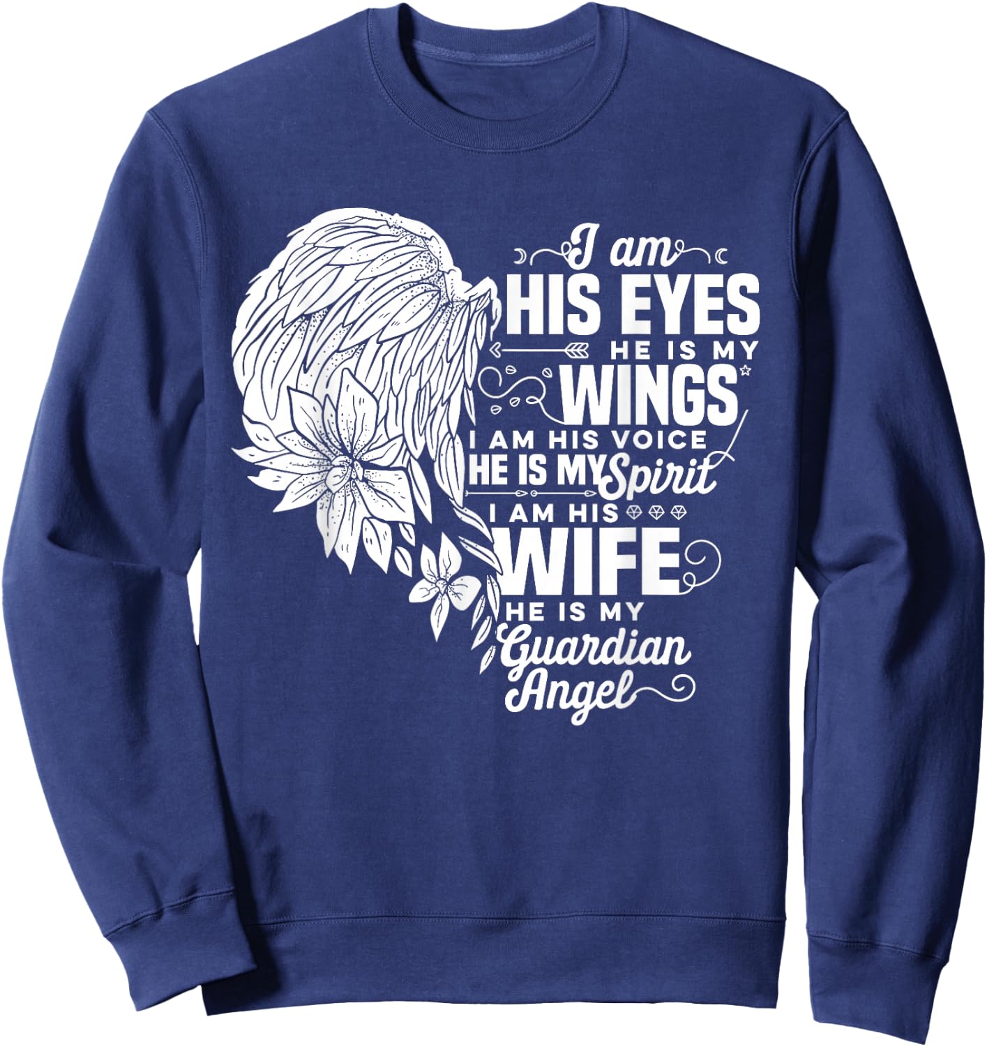 My Husband Is My Guardian Angel Widowed Wife Memorial Day Sweatshirt - Sweatshirt | Navy