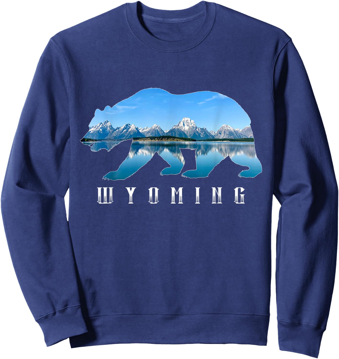 Wyoming Bear & Grand Teton National Park Image Souvenir Sweatshirt - Sweatshirt | Navy