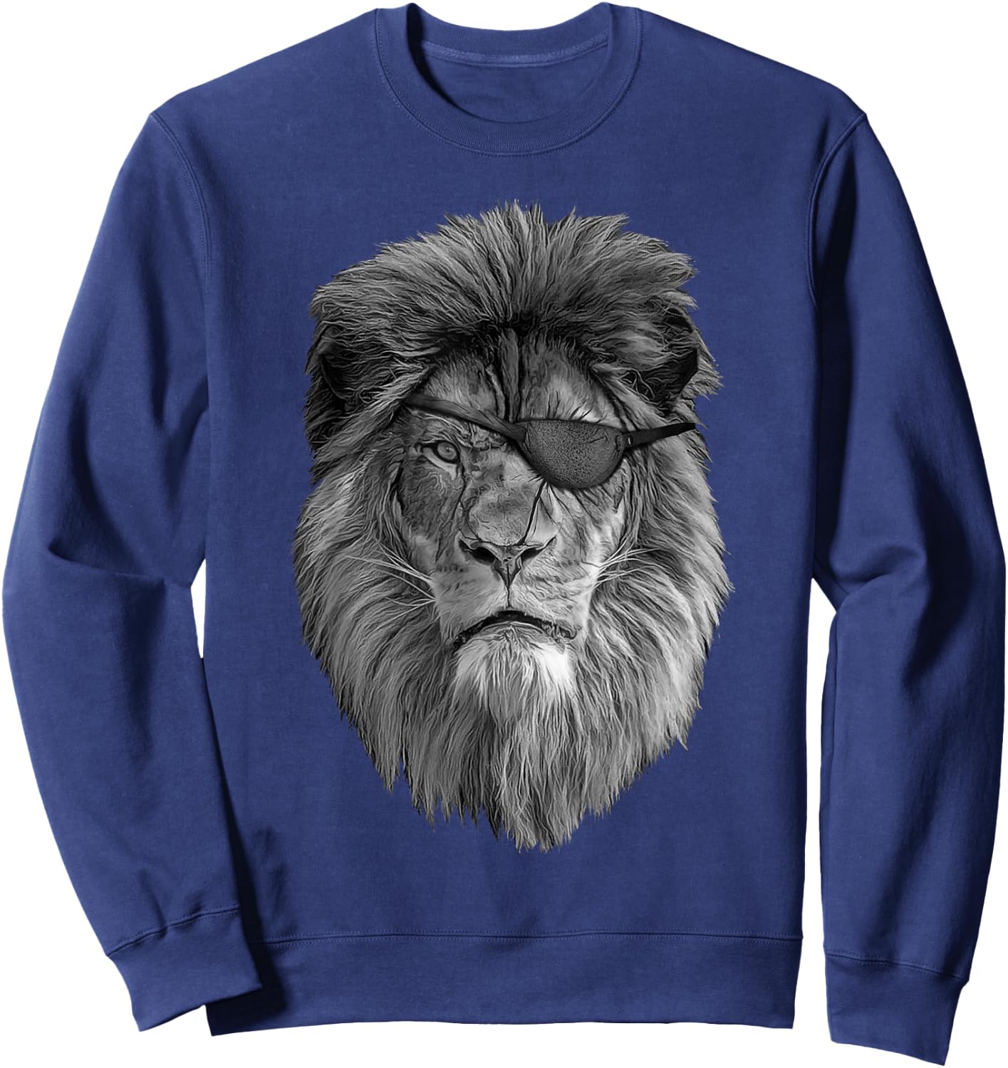 Tough Old Lion - King Of The Jungle With Scars & Eye Patch Sweatshirt - Sweatshirt | Navy