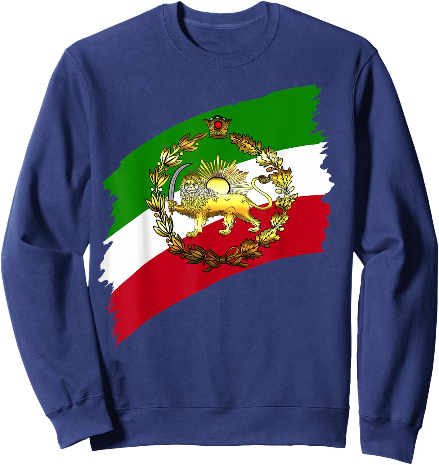 Iran flag with lion and crown Sweatshirt - Sweatshirt | Navy