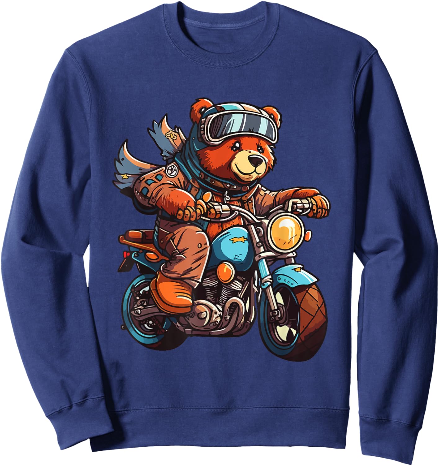 Bear on motorcycle riding biker motorcyclist Sweatshirt - Sweatshirt | Navy